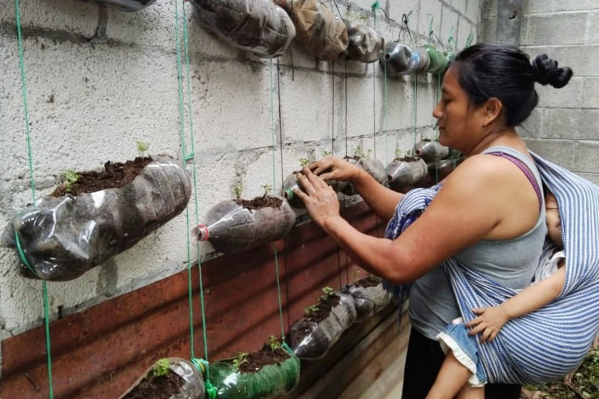 A woman is planting seeds and tending to her urban garden, part of Seeds for a Future, an organization you can donate to on Giving Tuesday