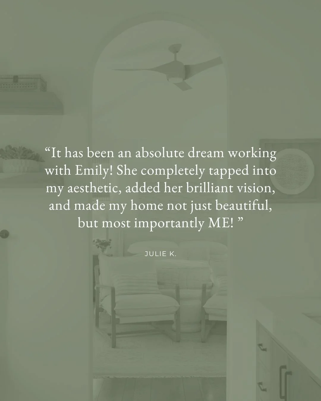 Getting to work with fab clients like Julie makes every day worth it! Thank you for the kind words and for allowing me to turn your design dreams into a reality 💞⁠
⁠
#EmilyLaMarqueDesign #clientlove #womanownedbusiness #californiainteriordesign