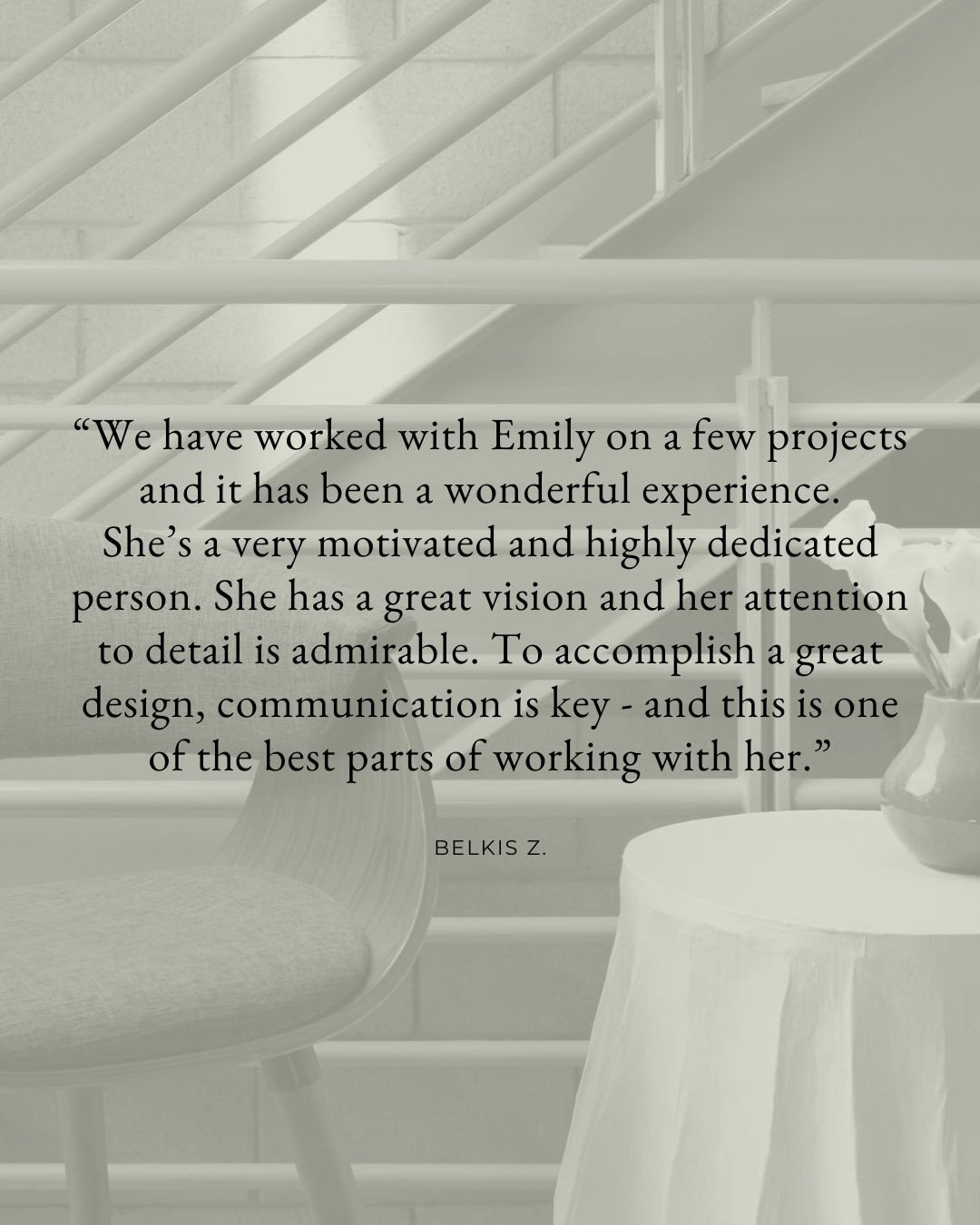 So grateful to work with amazing people like Belkis, Alex, and Iggy 🤍⁠
⁠
Clear communication, shared vision, and trust are at the heart of every successful project, and it means so much to hear that reflected back. Designing beautiful spaces is alwa