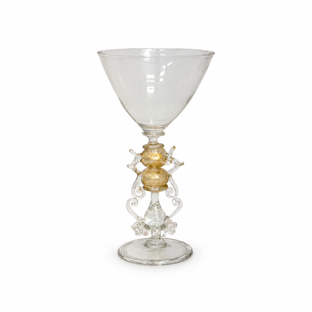Ornate Amber-Accented Glass Goblet.png