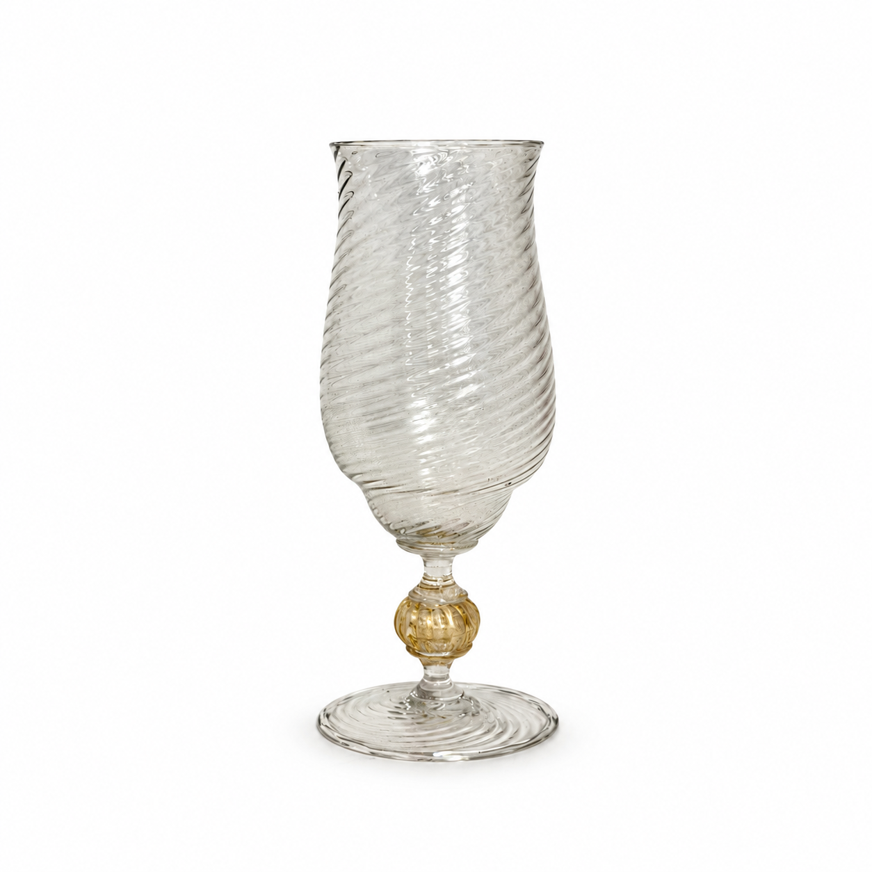 Twisted Glass Goblet with Amber Knop.png