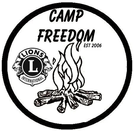 Camp Freedom logo with campfire