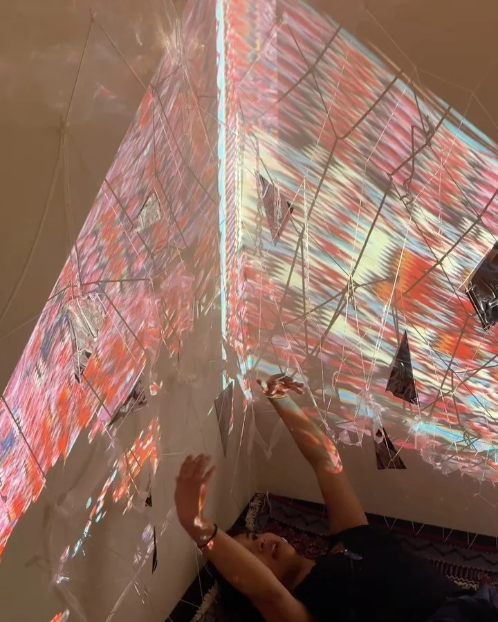 For the audio installation (played through headphones) I mix music and recitation. I use the call to prayer, which invites collective ritual movement as a vessel to merge the individual with the collective. I communicate urgency to my community throu