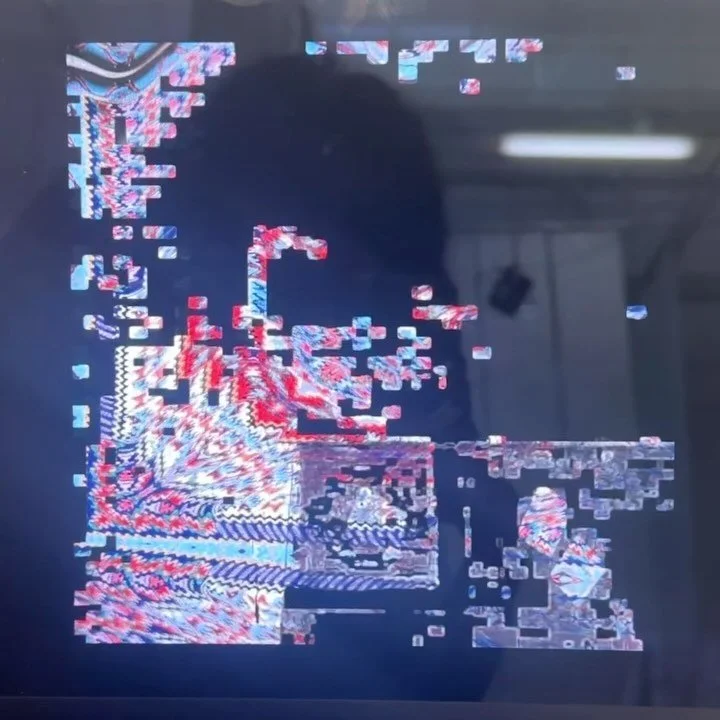 Worldbuilding final project! weight sensitive rug, generated video based on webcam footage &amp; audio installation