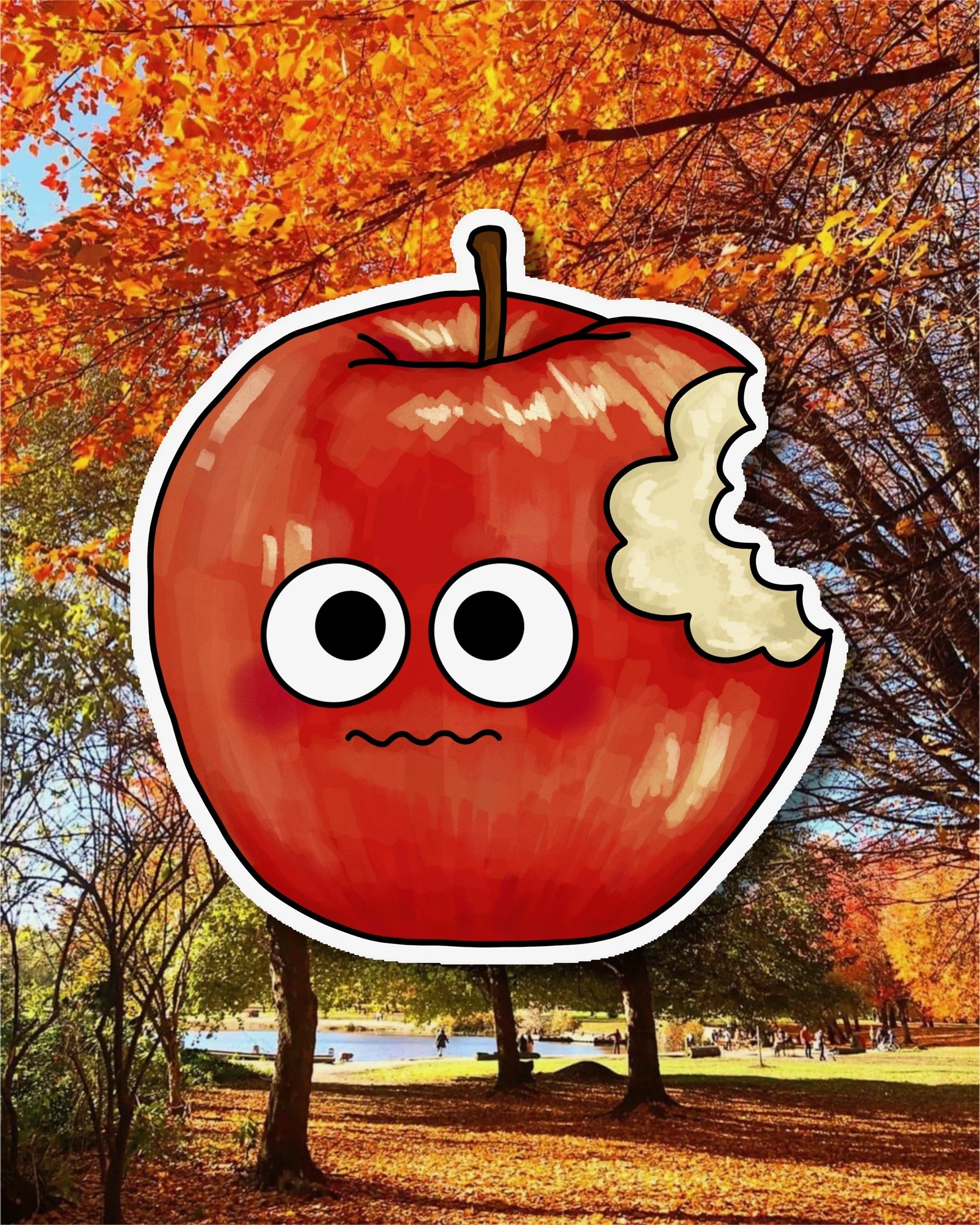 Worried Apple Sticker