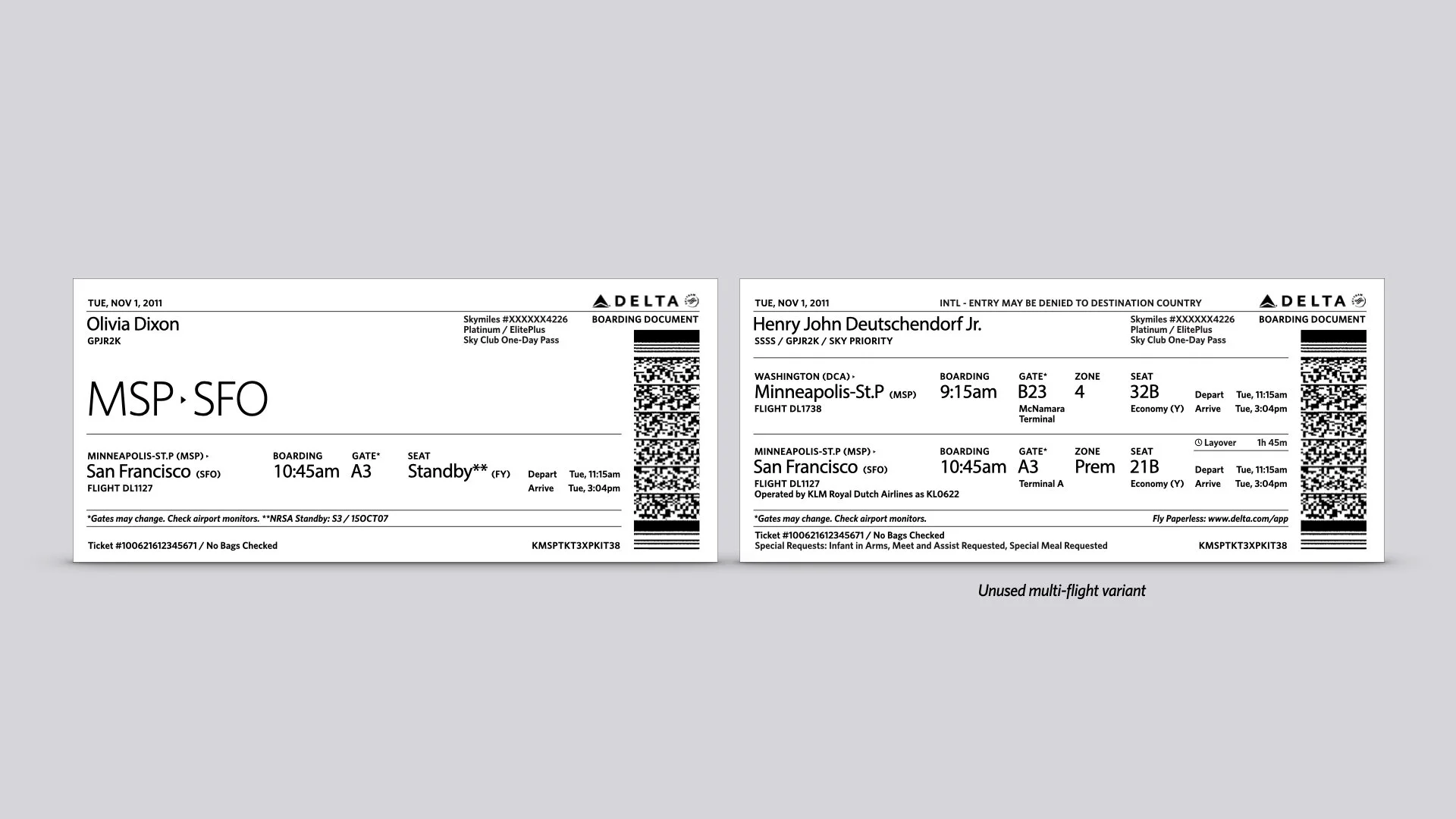 Delta Boarding Pass Template