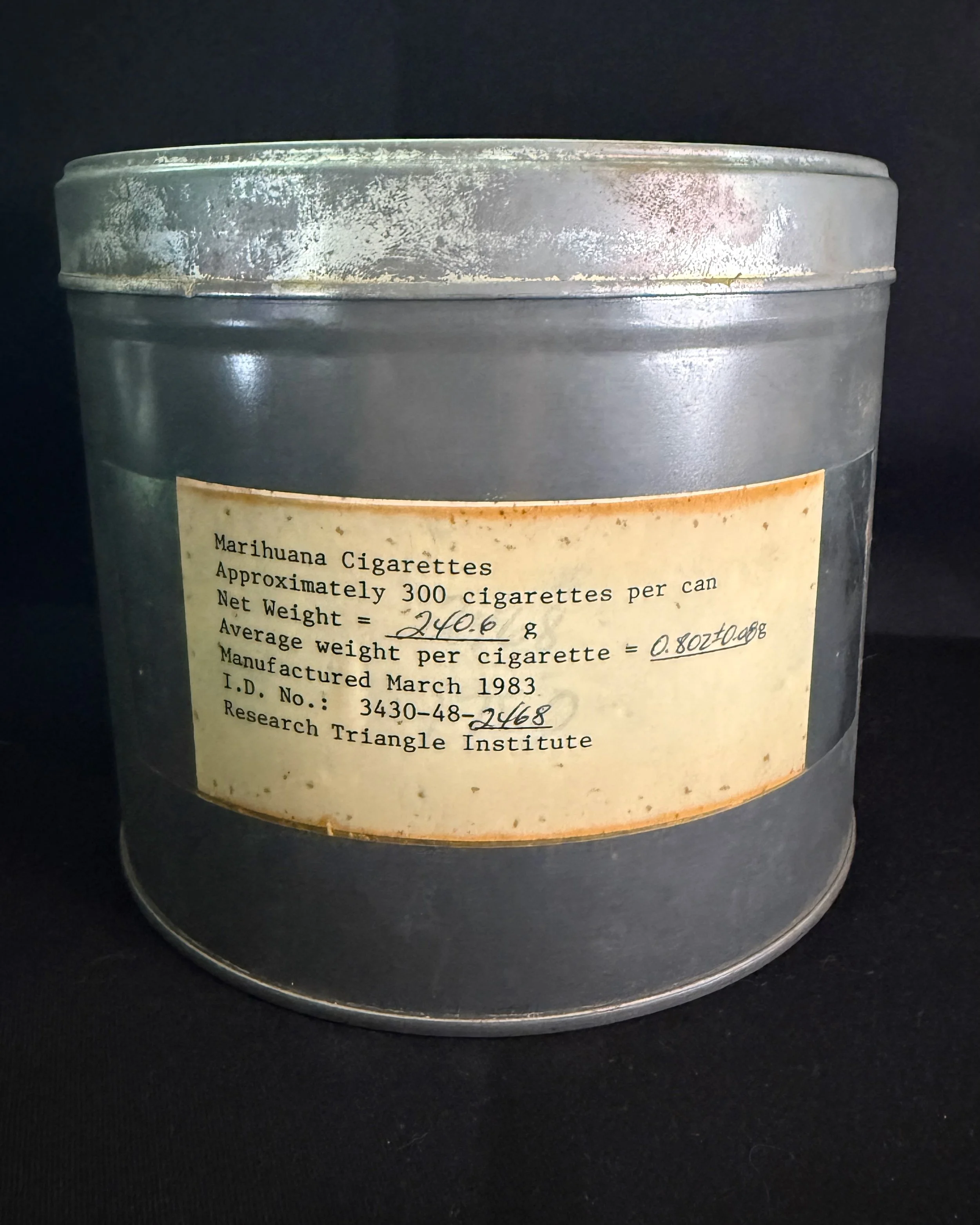 Original Federal Medical Marijuana Canister -- Robert Randall Program (c. 1980s)