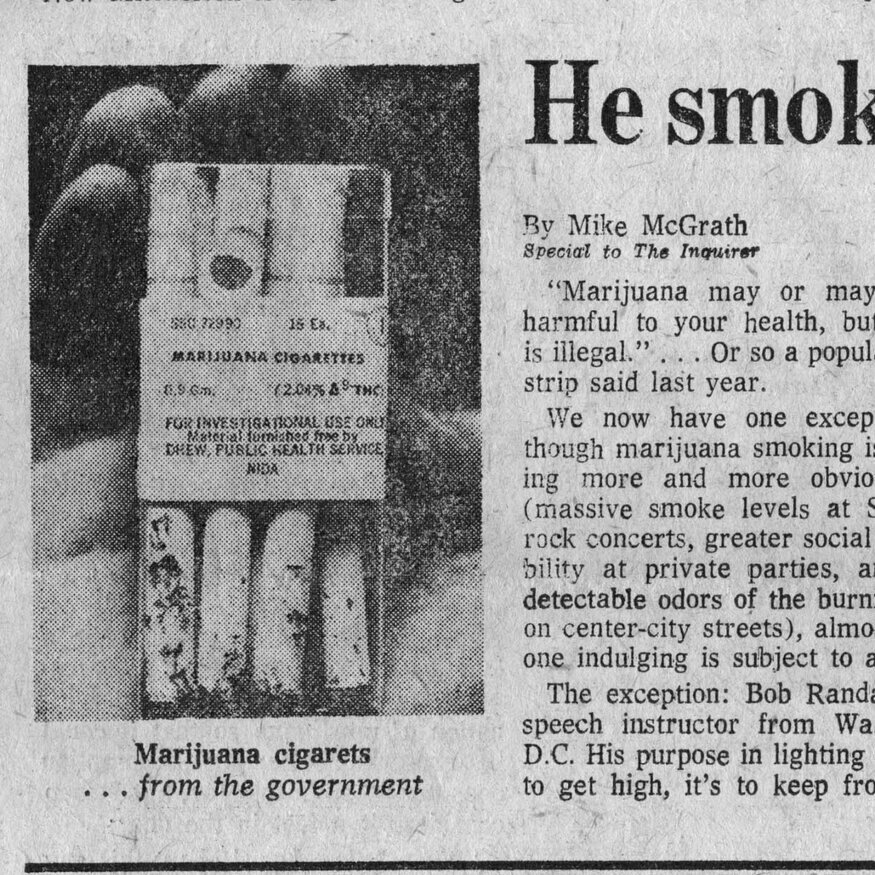 Robert spoke at dozens of conferences in 1977. Local media was always eager to photograph his medical marijuana supplies.