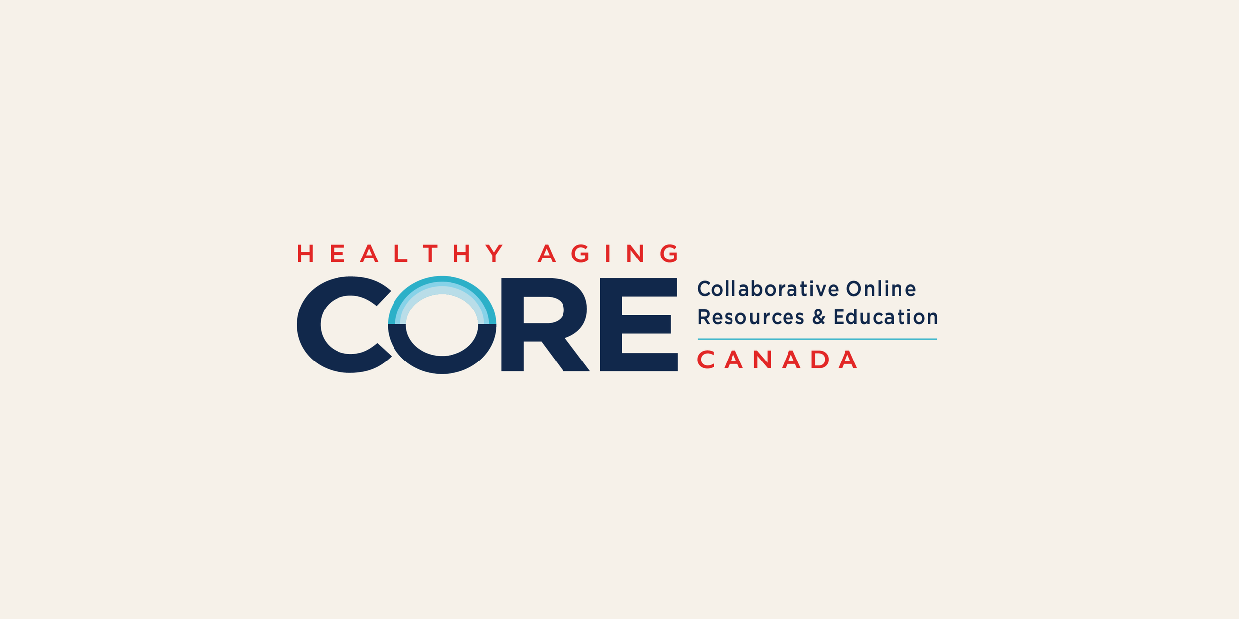 Logo for Healthy Aging CORE Canada with text in red, black, and blue on a light background.