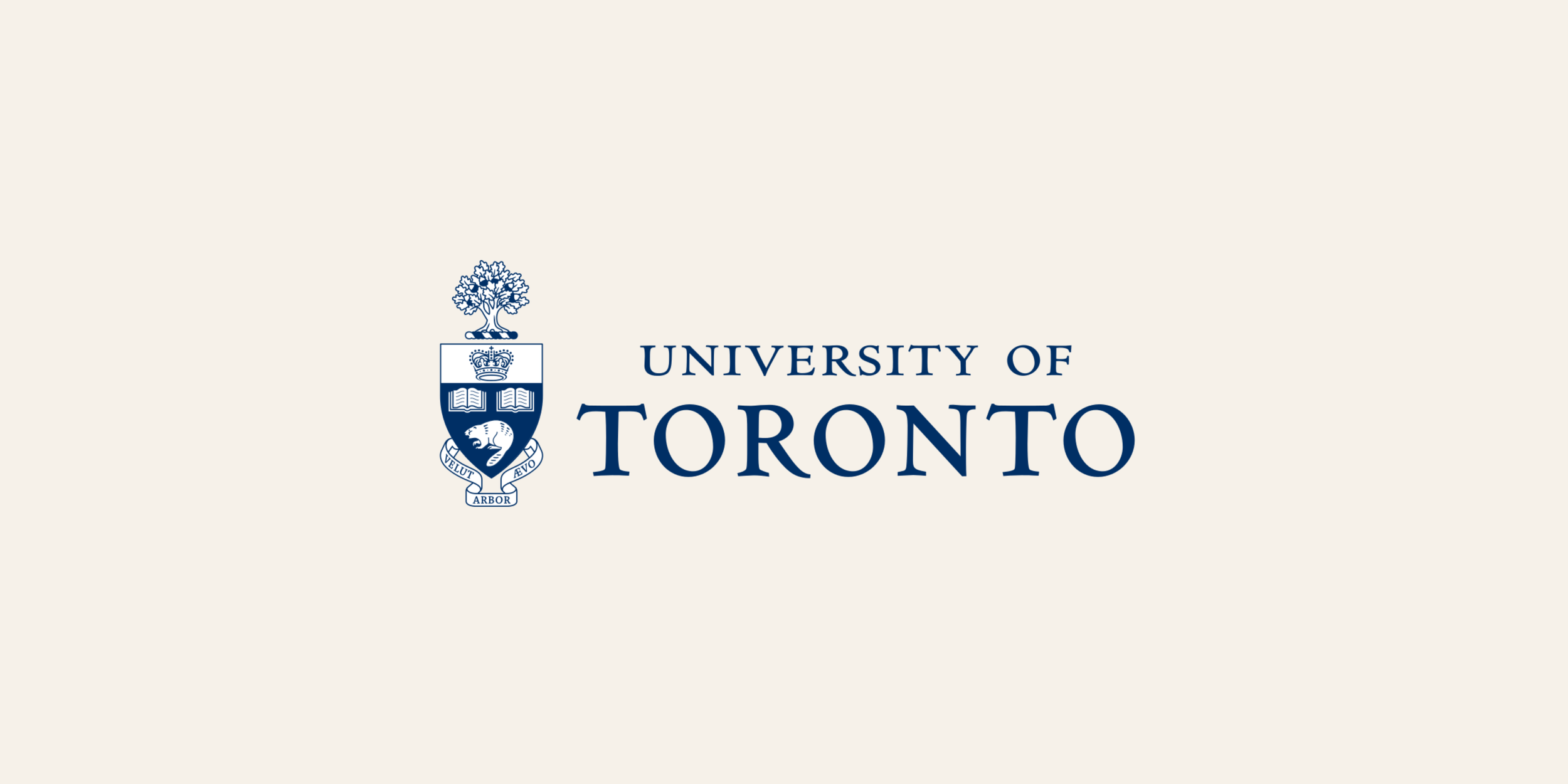 University of Toronto logo featuring a shield with a crown, an open book, and a lion, along with the text 'University of Toronto'.