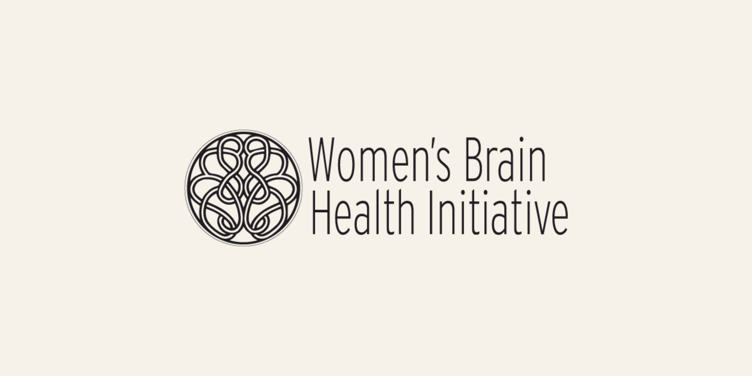 Logo of the Women's Brain Health Initiative with a black intricate circular brain design and the name written beside it.