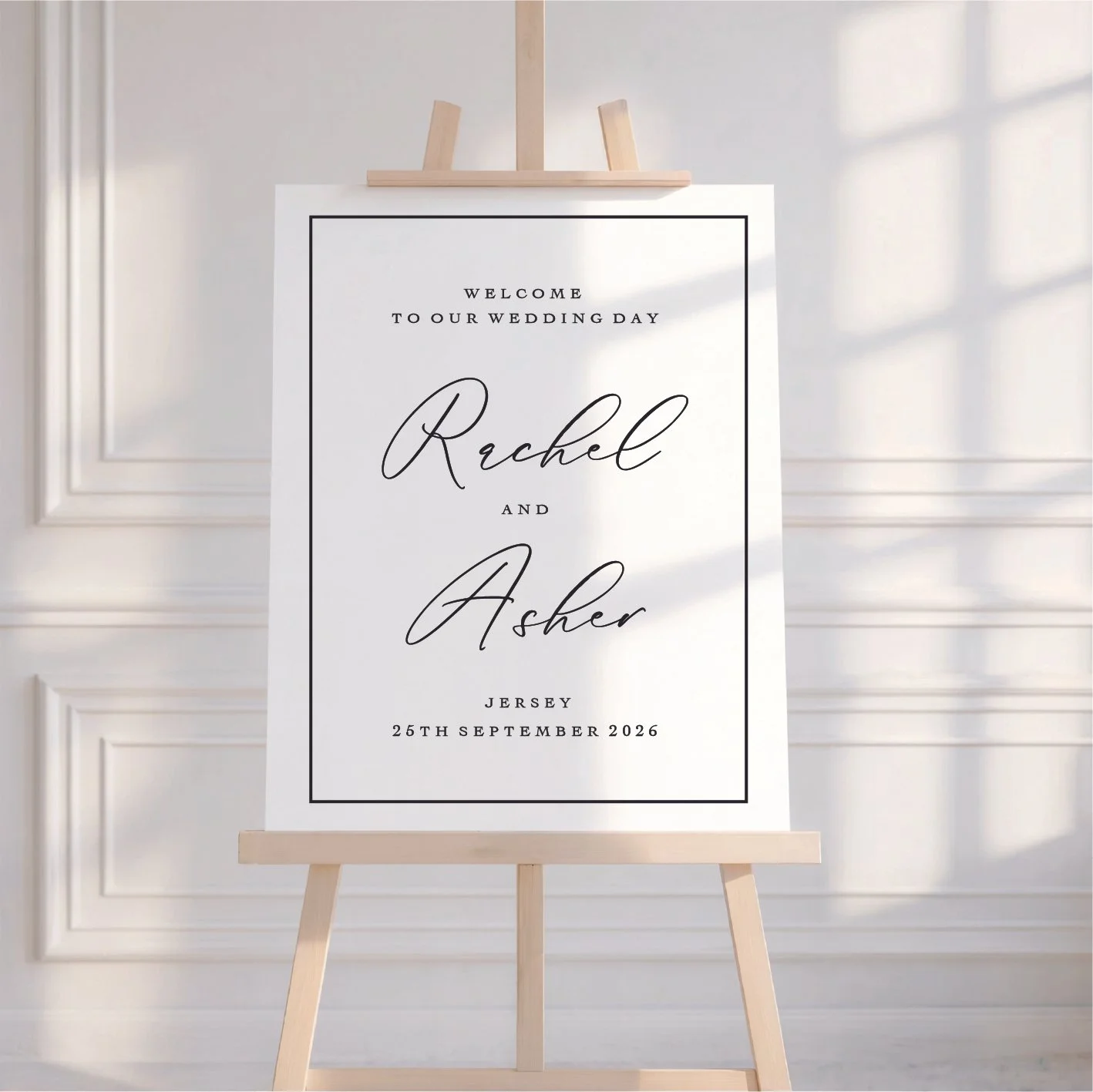 Minimalistic Black & White Wedding Welcome Sign - other colours available