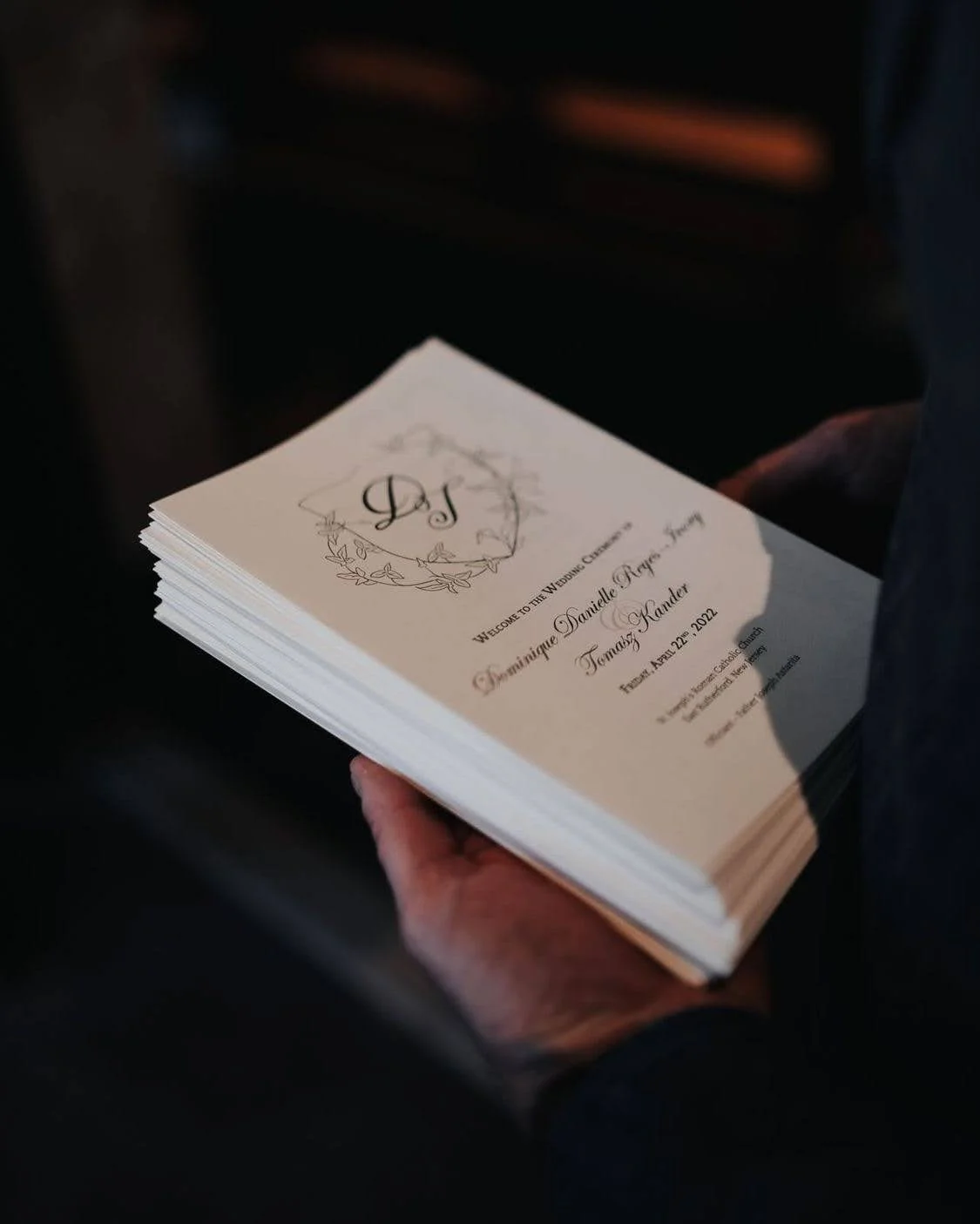 D&T - Wedding ceremony programs with custom crest for Catholic wedding ceremony
