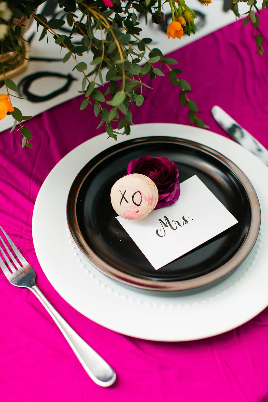 Calligraphy place card for elopement