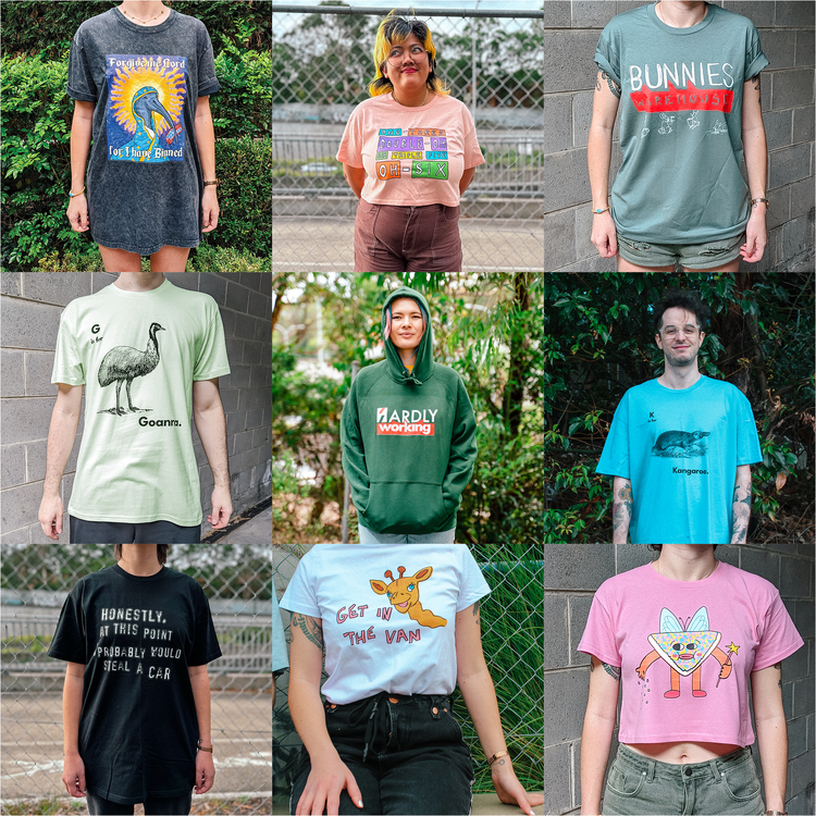 A run of custom printed tees for event merch
