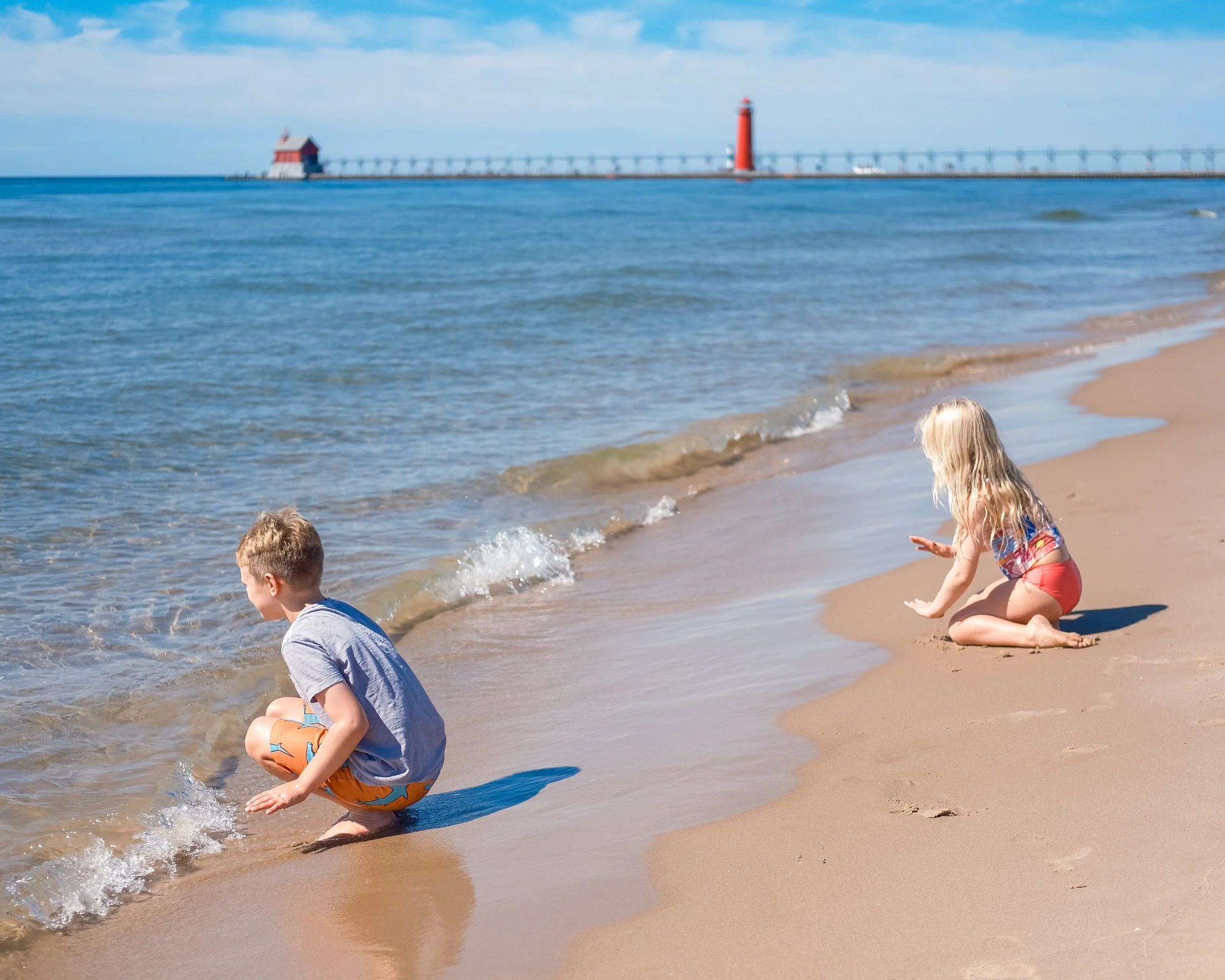 First stop, Lake Michigan. We headed for the beach on our first full day in the Great Lakes State, greeted by chilly water and warm sunshine.
