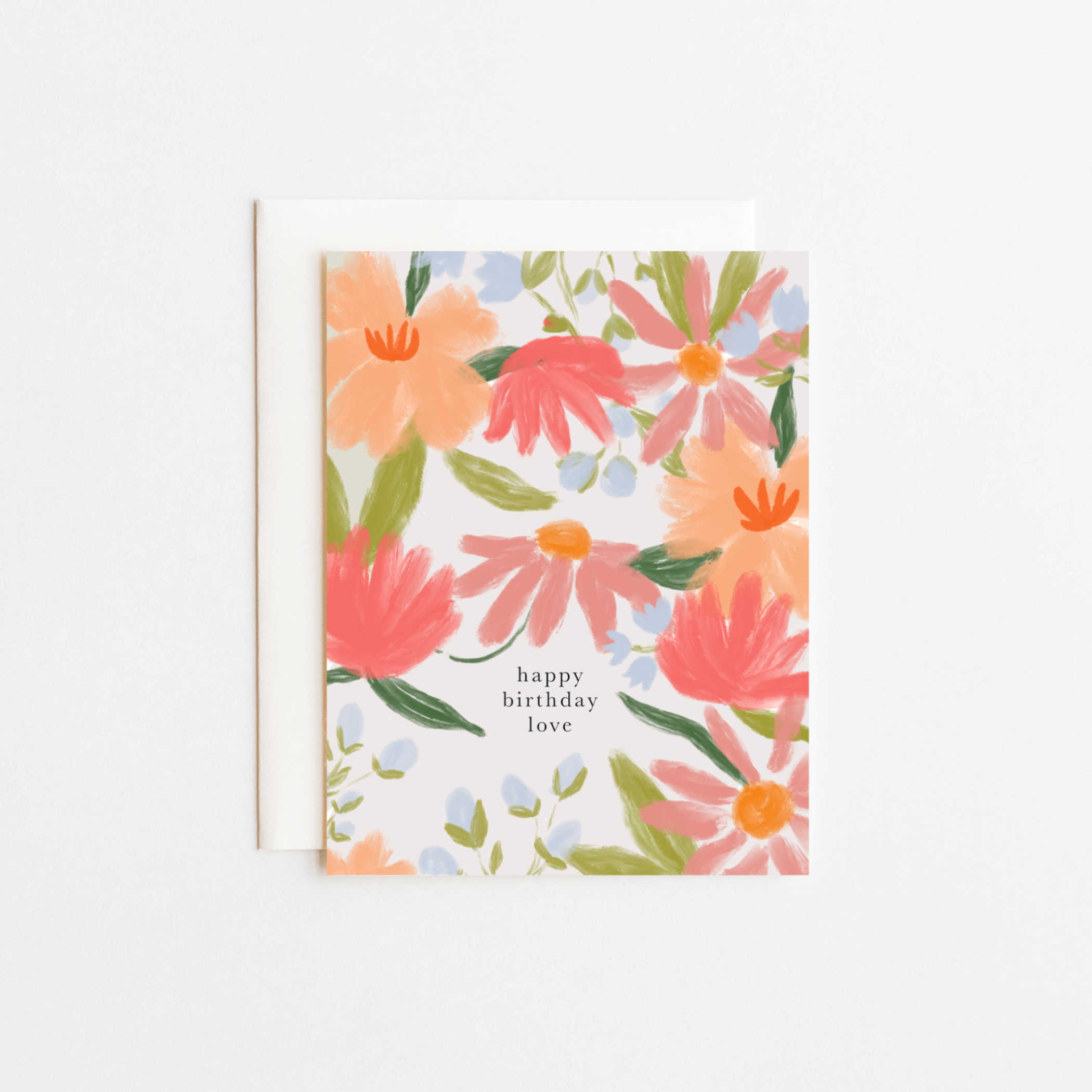 Colorful Birthday card with floral design and "happy birthday love" message.