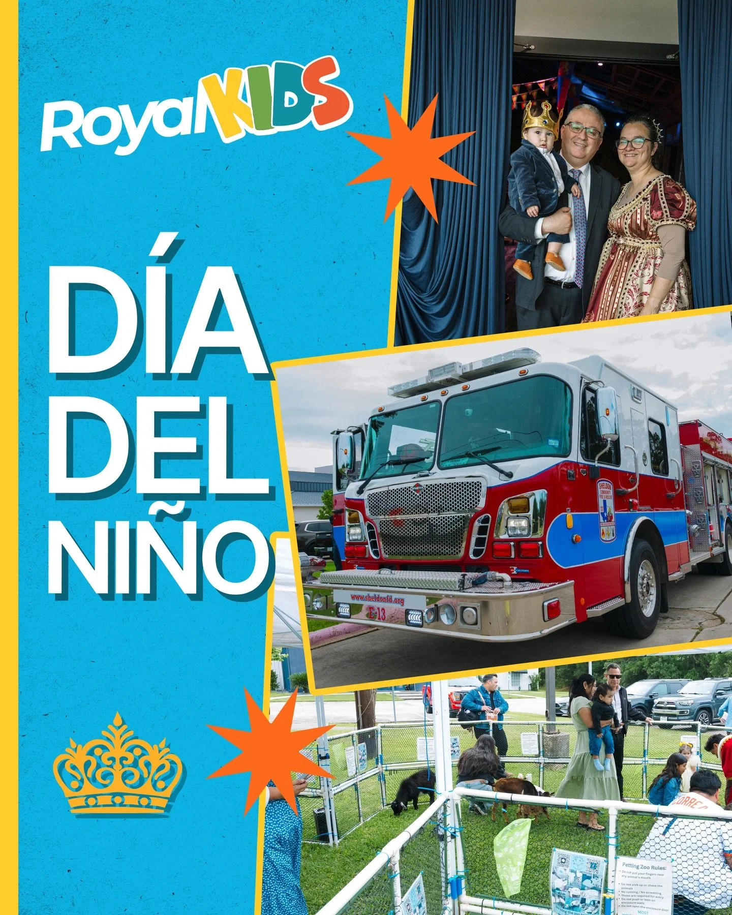 Durante nuestro D&iacute;a del Ni&ntilde;o, tuvimos un petting zoo (peque&ntilde;o zool&oacute;gico), los bomberos vinieron en sus camiones donde los ni&ntilde;os subieron a los camiones, comida, juegos, pi&ntilde;ata y muchos regalos. Tuvimos un her