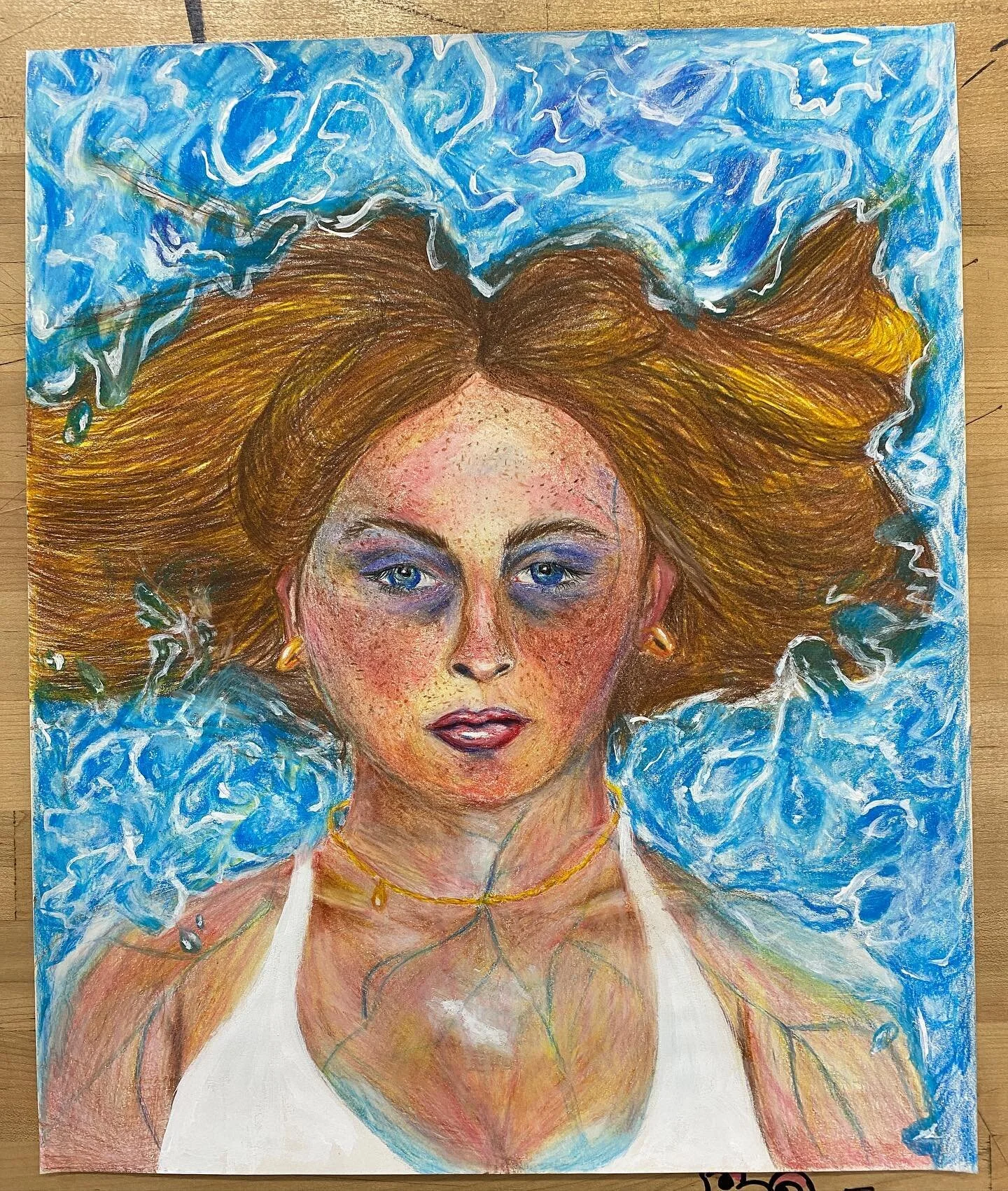 The latest piece I&rsquo;ve created - &ldquo;Somewhere Between Swimming and Sinking.&rdquo; Look for more on the Art for Mental Health website! Link in bio 💙💚🎨 #art #prismacolor #pencildrawing #acrylicpainting #artist #mentalhealth