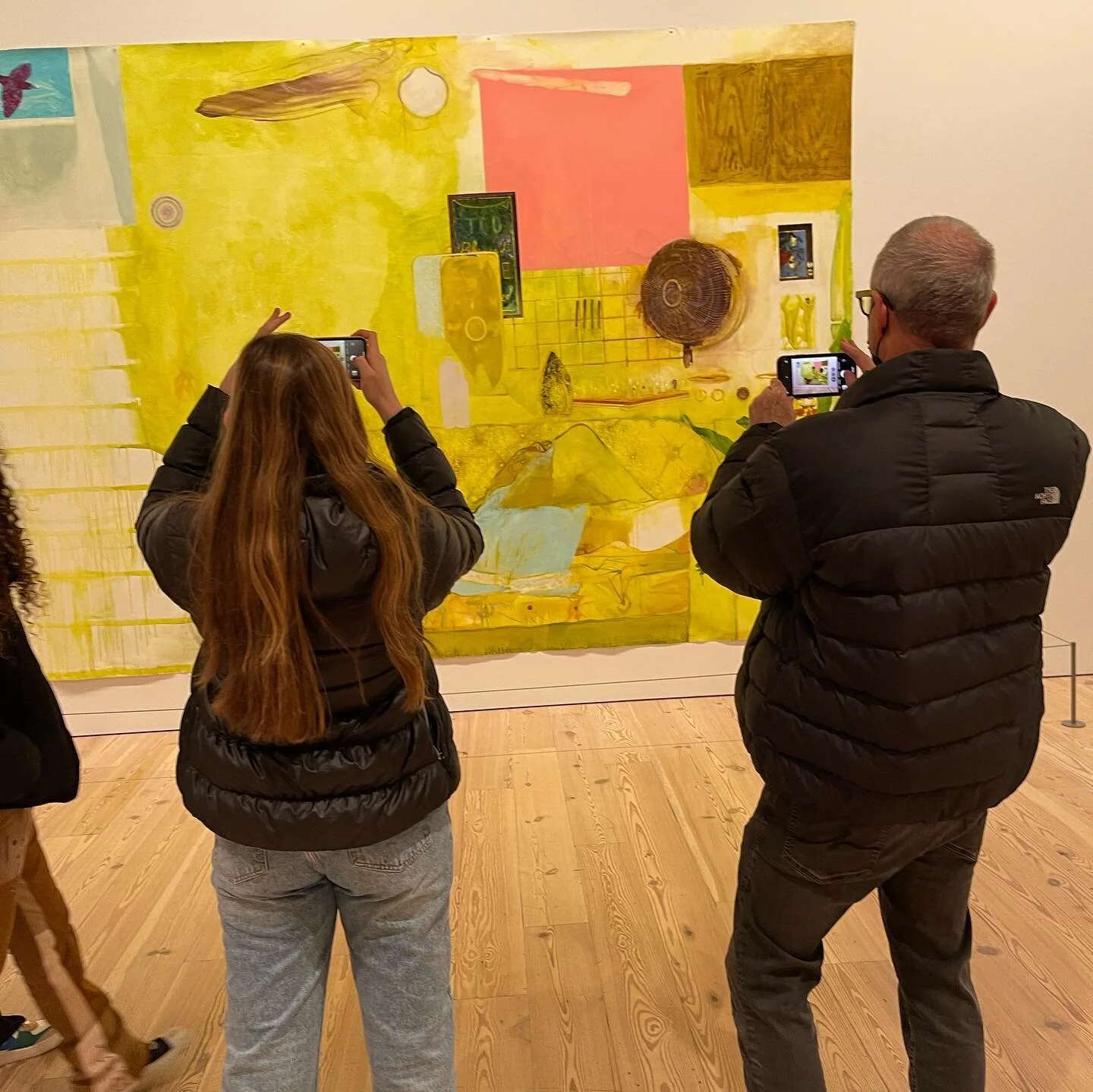 Me and my dad taking pictures of the art we love. Here is some more wonderful art from New York. Check out a new piece now up in Art For Mental Health&rsquo;s Gallery section on our website. Link in bio 💙💚🎨 #newyork #gallery #jenniferpacker #moma 