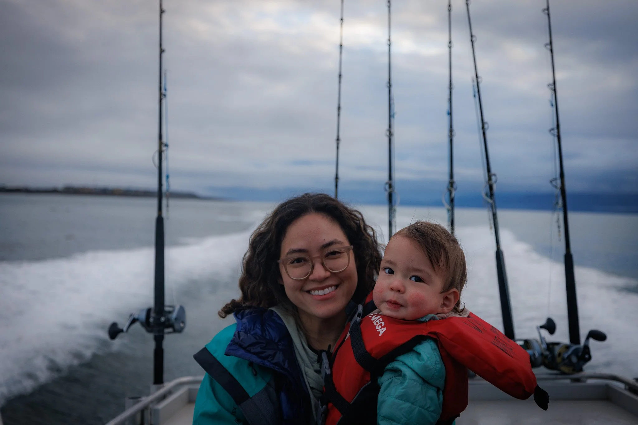 First time fishing with Auntie Chels! Homer, Alaska. 14 months old.