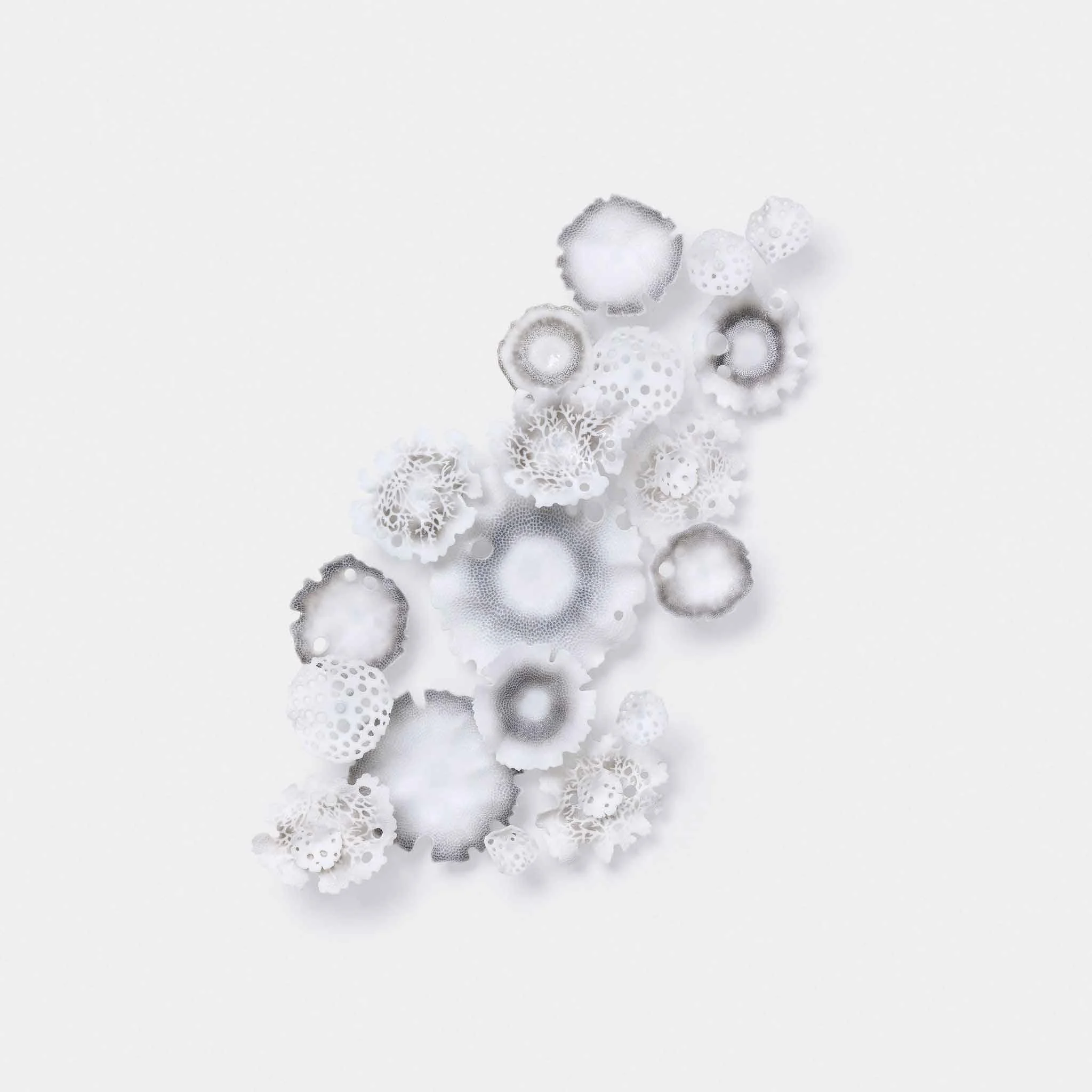 Glimmers- Textures of Coral in Grey, Pate de Verre Glass, 120x80cm 