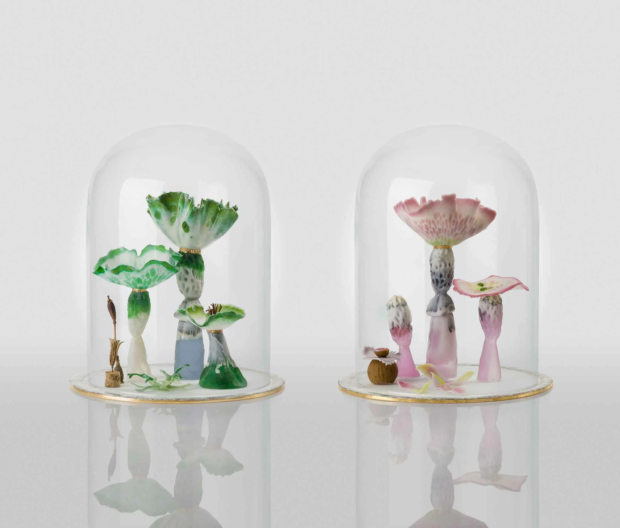 In a World of Own's Own, Cast and Pate de Verre Glass, Natural Found Objects and Gilding