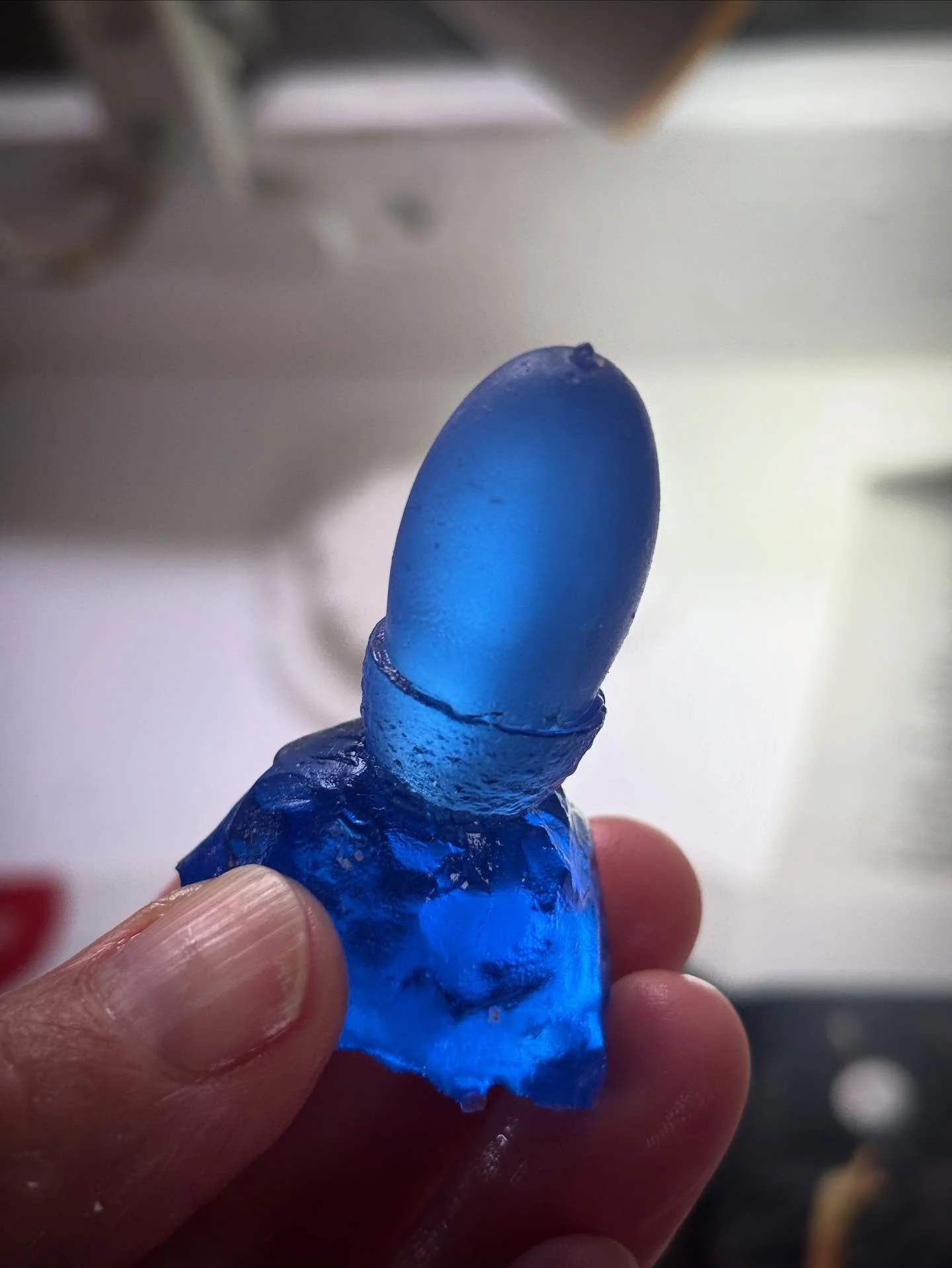 A beautiful big cast blue glass Czech acorn! 💙💙💙