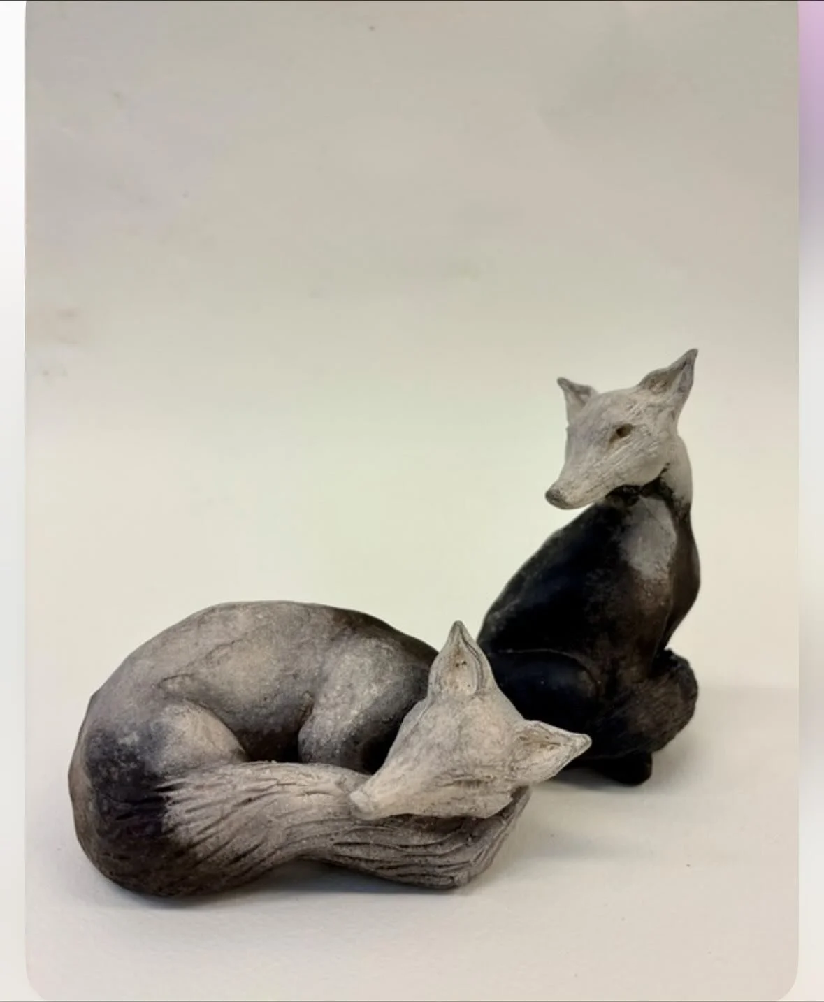 We smoke fired our pieces today @ruthincrafts with the brilliant @lizellissculpture 
I&rsquo;m so delighted with my foxes 🦊