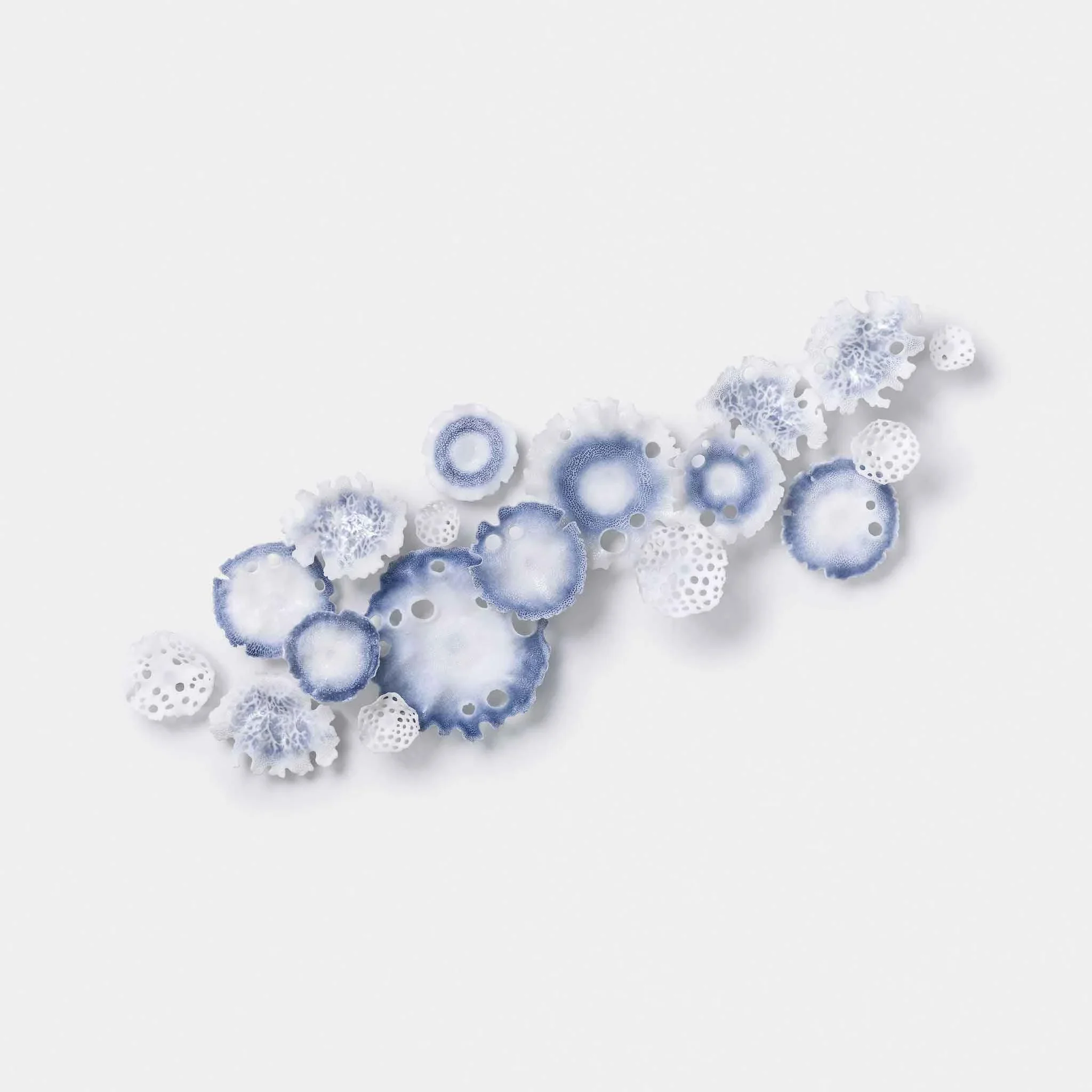 Glimmers- Textures of Coral in Blue, Pate de Verre Glass, 120x80cm 
