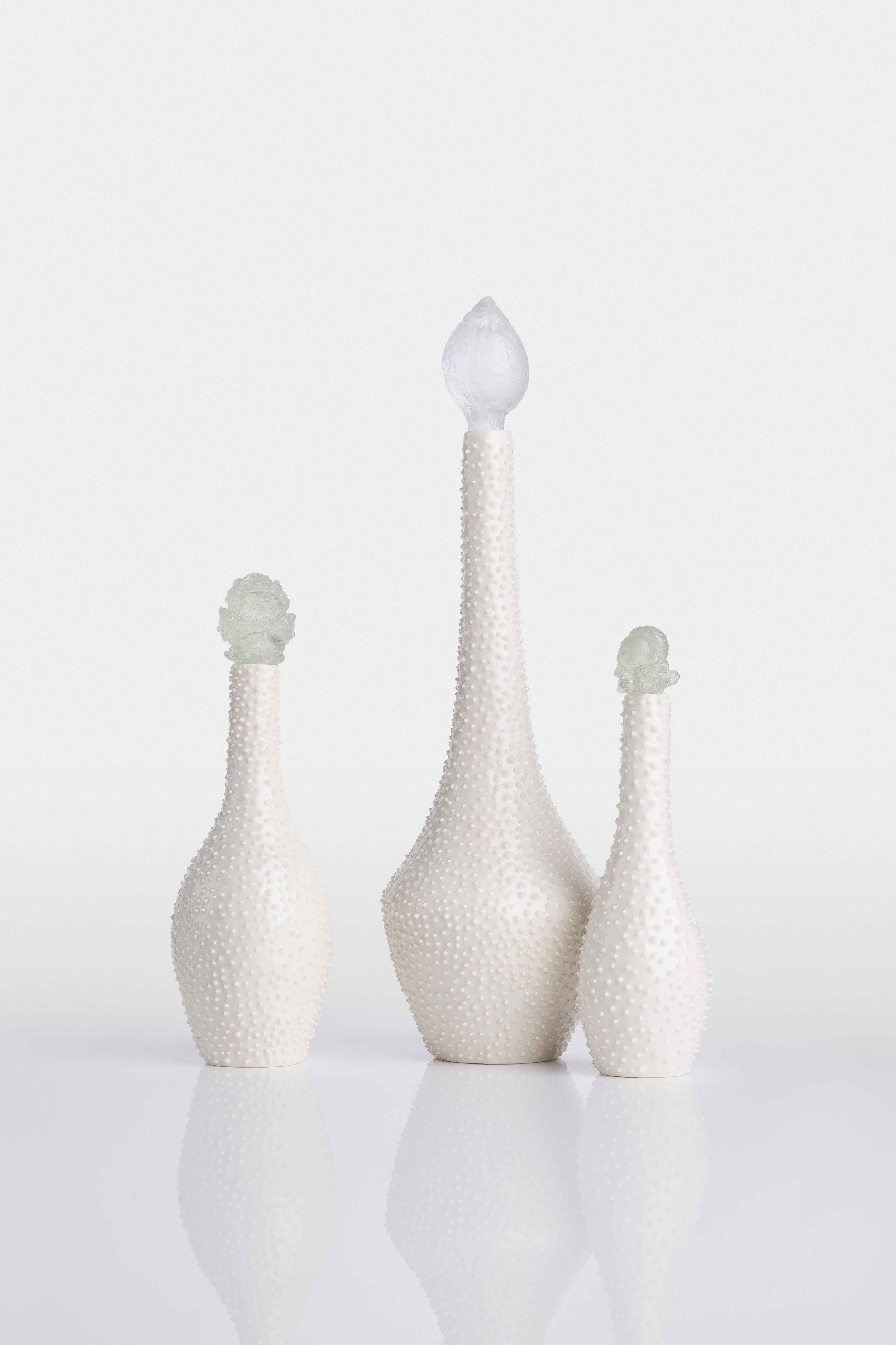 Porcelain Bottles with Cast Glass Stoppers