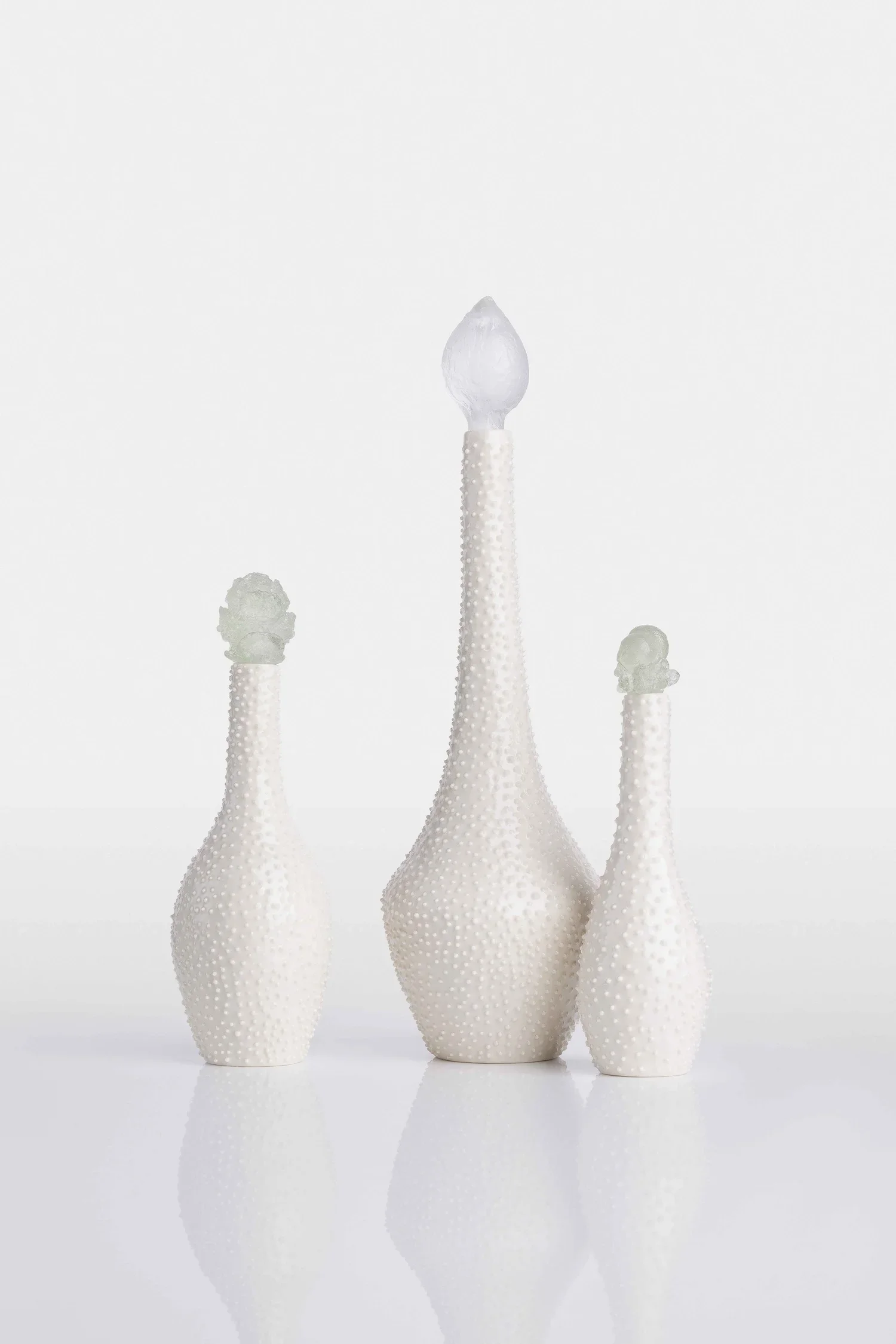 Porcelain Bottles with Cast Glass Stoppers