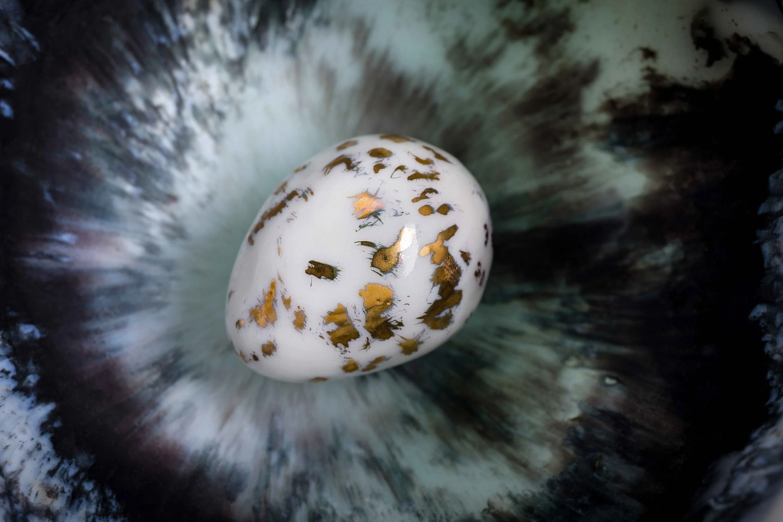 Second Spring, Cast Glass Bird and Nest with Porcelain Egg
