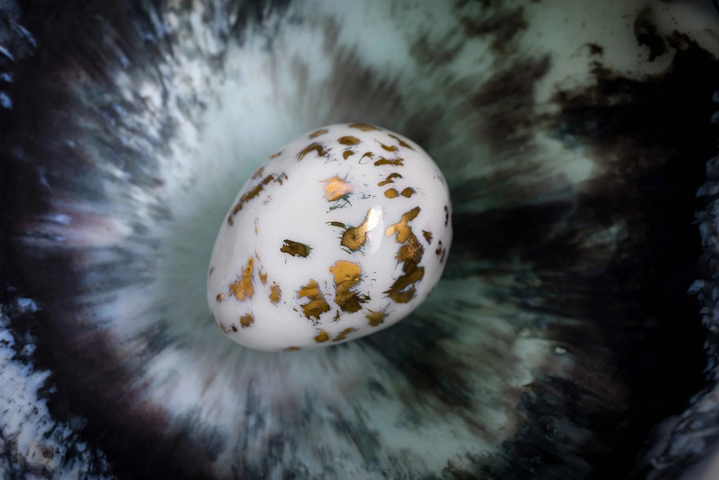 Second Spring, Cast Glass Bird and Nest with Porcelain Egg