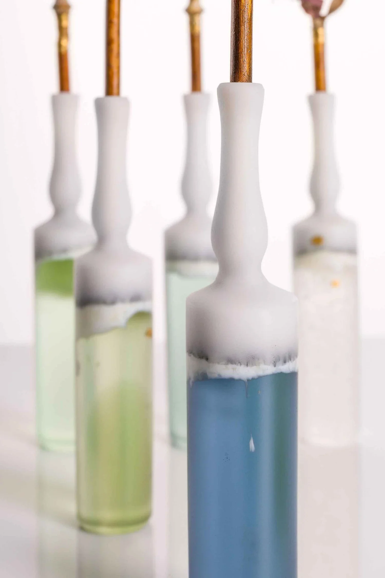 Sea Collection Bottles, Cast Glass, Natural Found Objects and Gilding