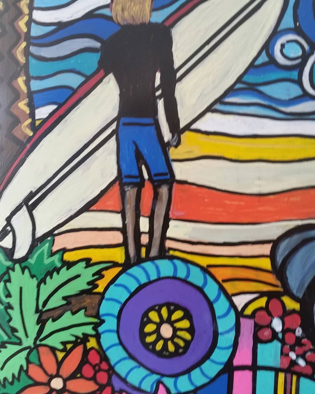 More close ups  of the surfboard  #surf #paintedsurfboard #surfartist #surfboards #surfers #posac #poscapens #madewithposca #mickfanning #oceanart