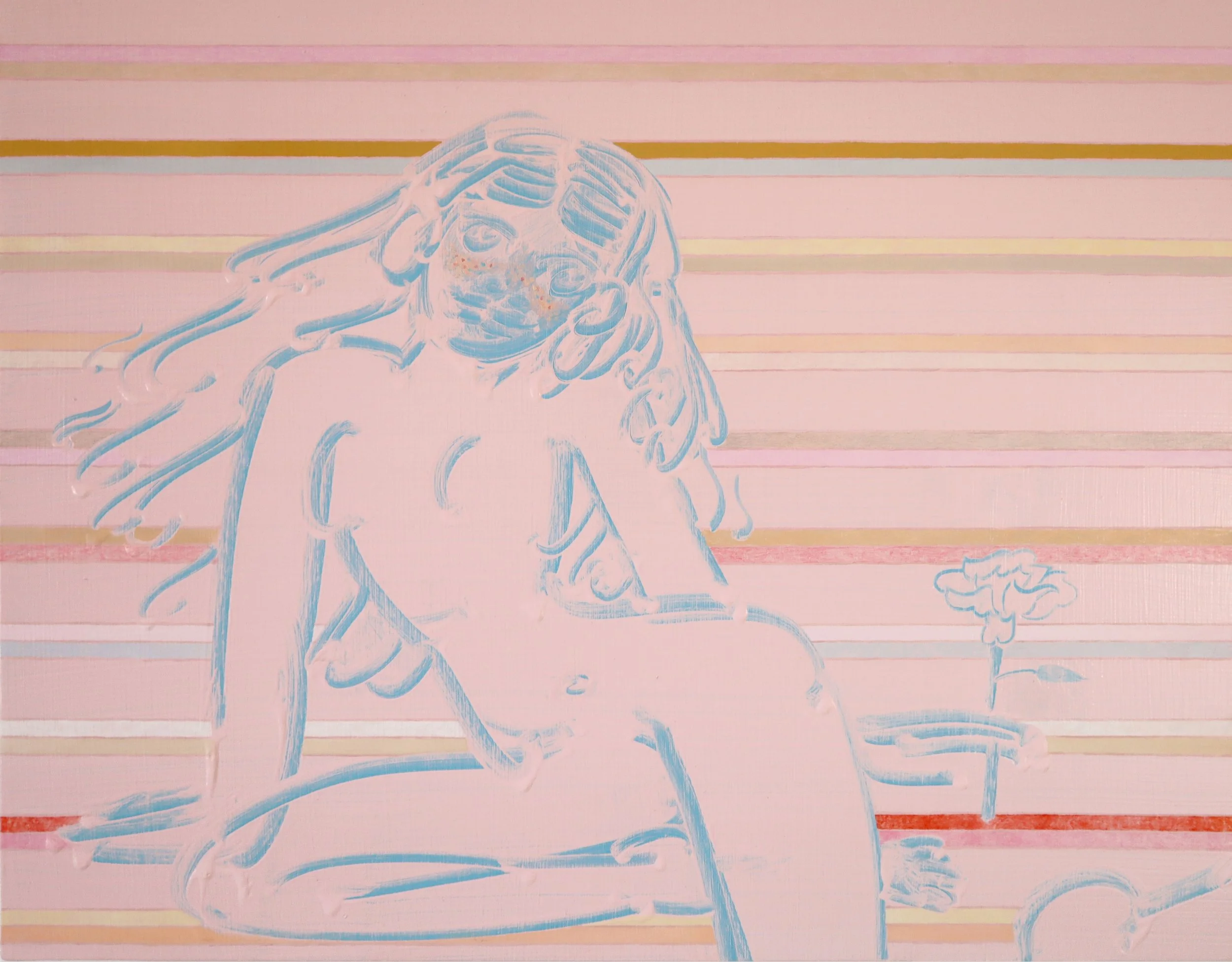 Gal Schindler, Pink, 2026, oil on wood, 40 x 50 cm, 15 3/4 x 19 3/4 inches