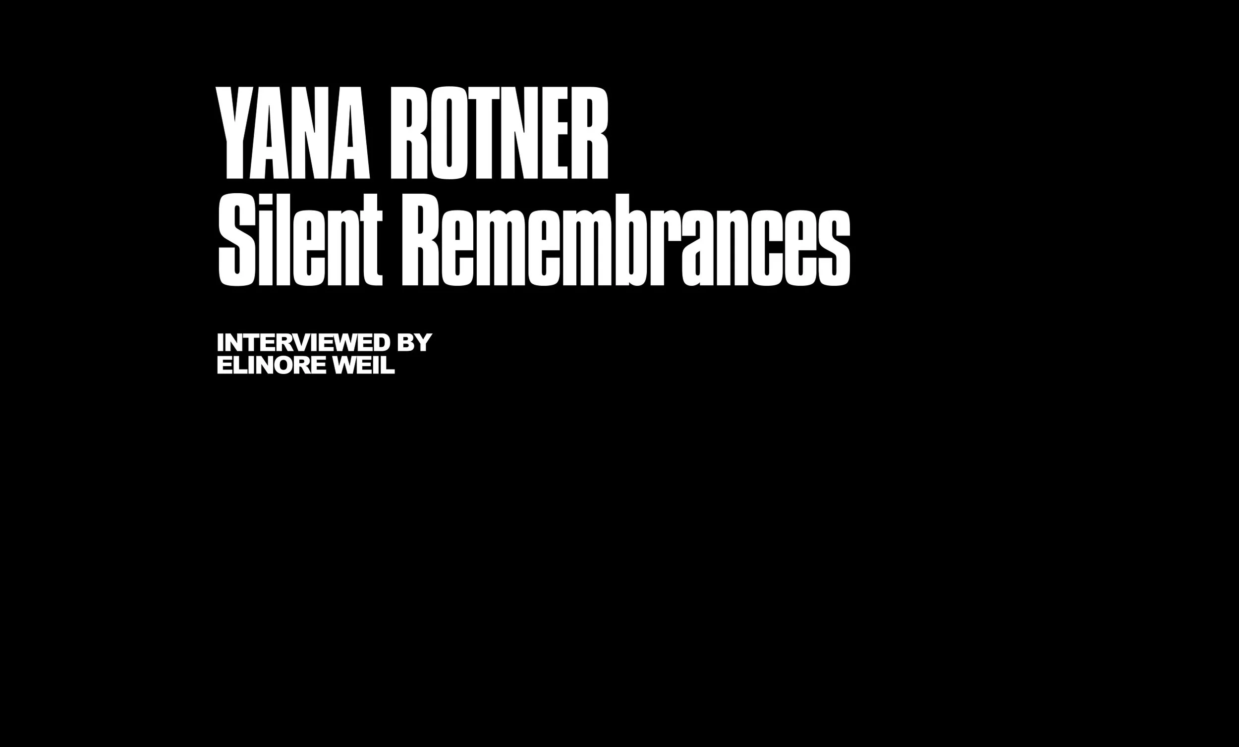 Yana Rotner Interviewed by Elinore Weil for Verklempt! Magazine