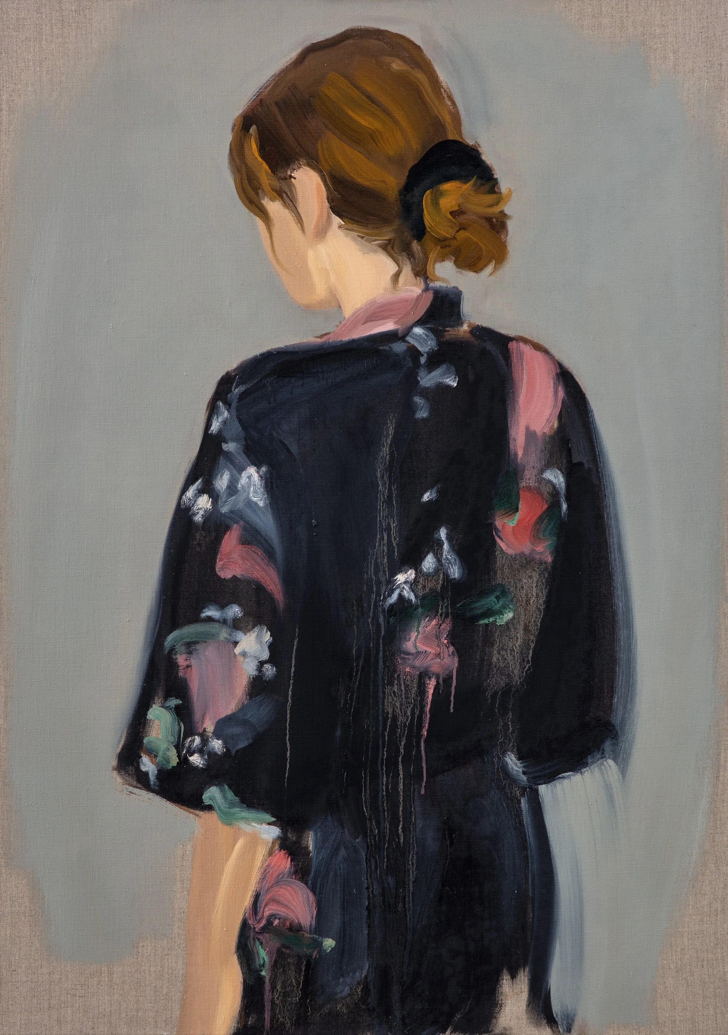 Gideon Rubin, Black Kimono, 2025, oil on linen, 85 x 60 cm