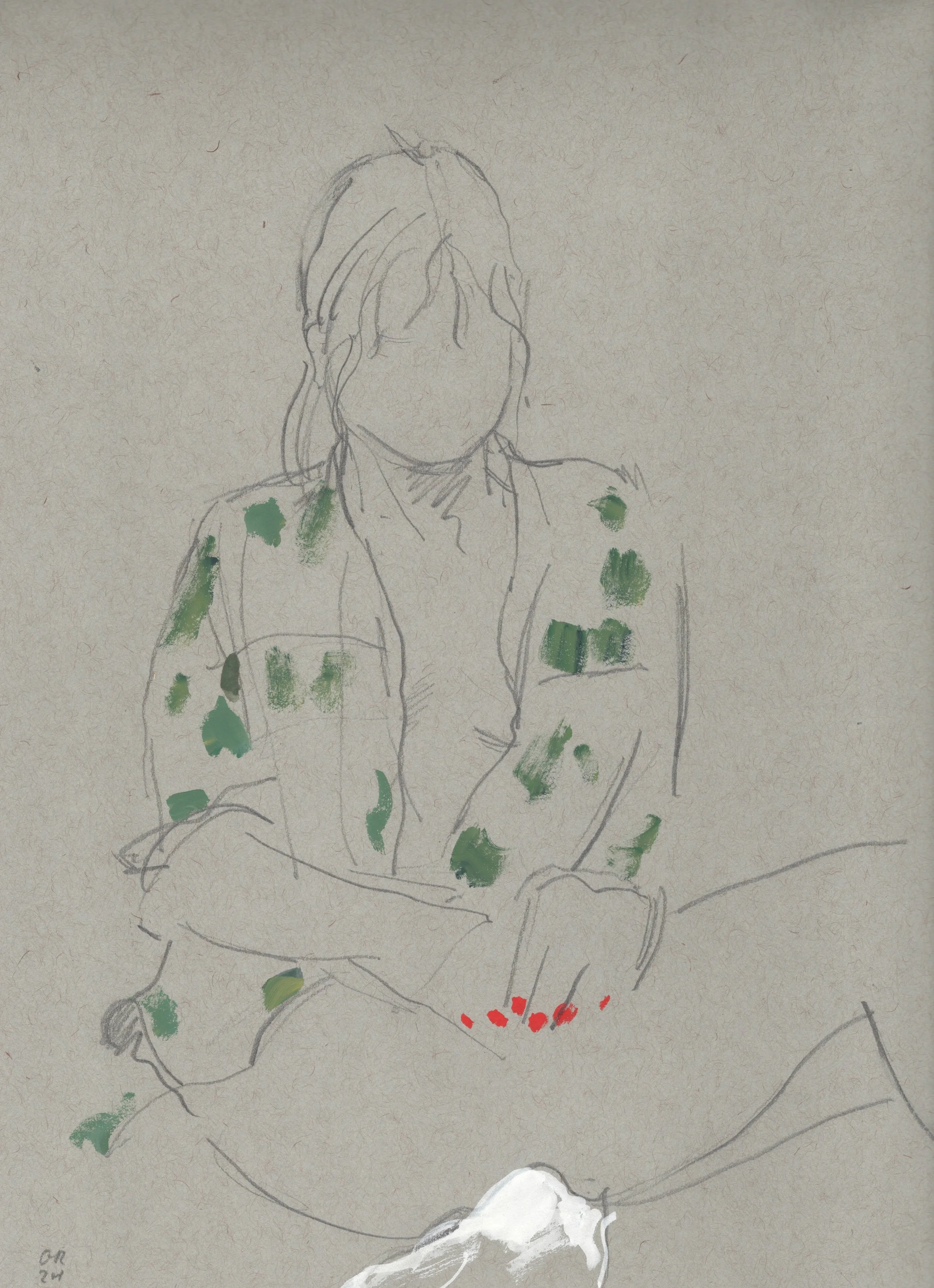 Gideon Rubin, Untitled, 2024, graphite and gouache on paper, 30.5 x 23 cm, 12 x 9 inches