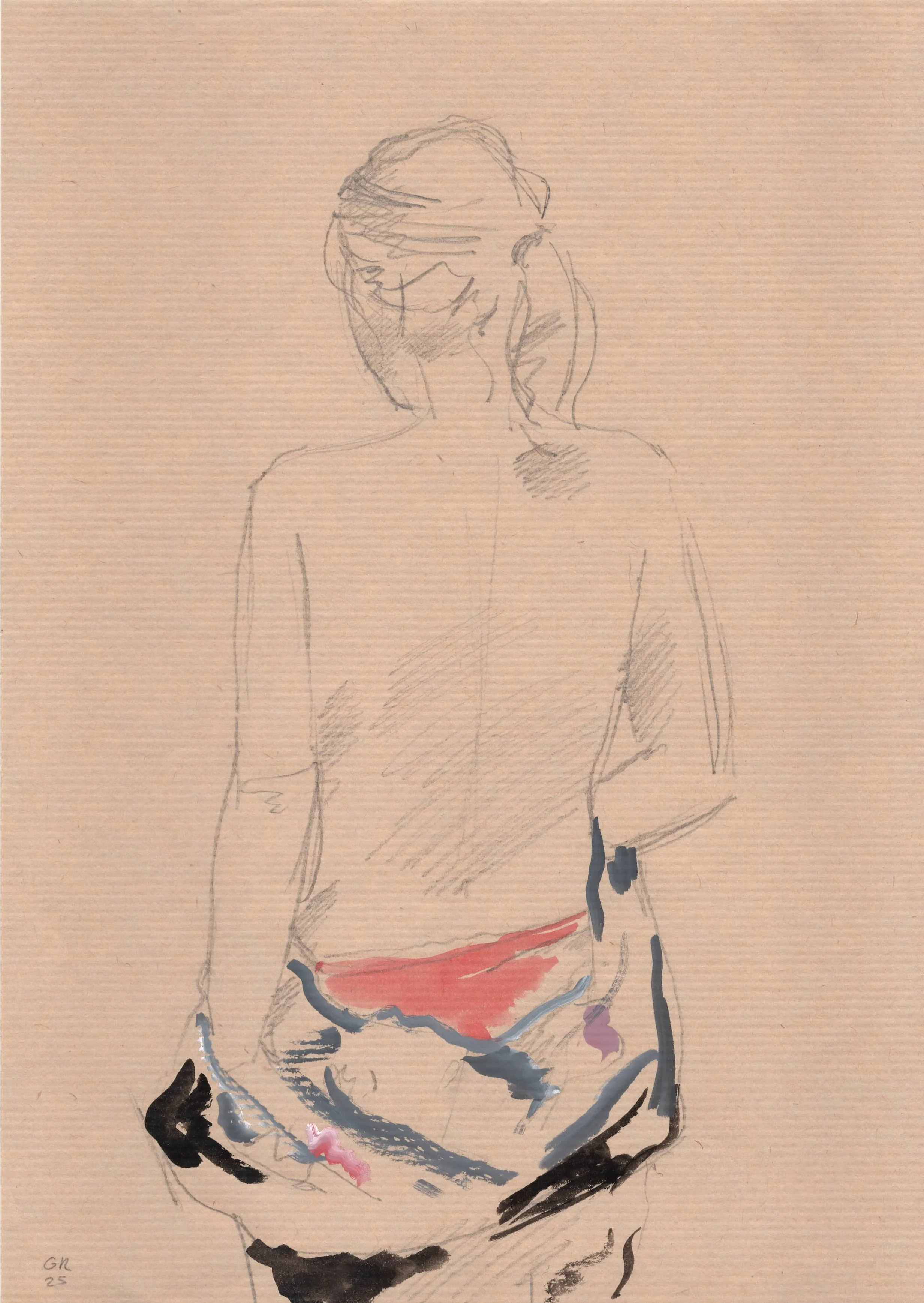 Gideon Rubin, Untitled, 2025, graphite and gouache on paper, 29.5 x 21 cm, 11 5/8 x 8 1/4 inches
