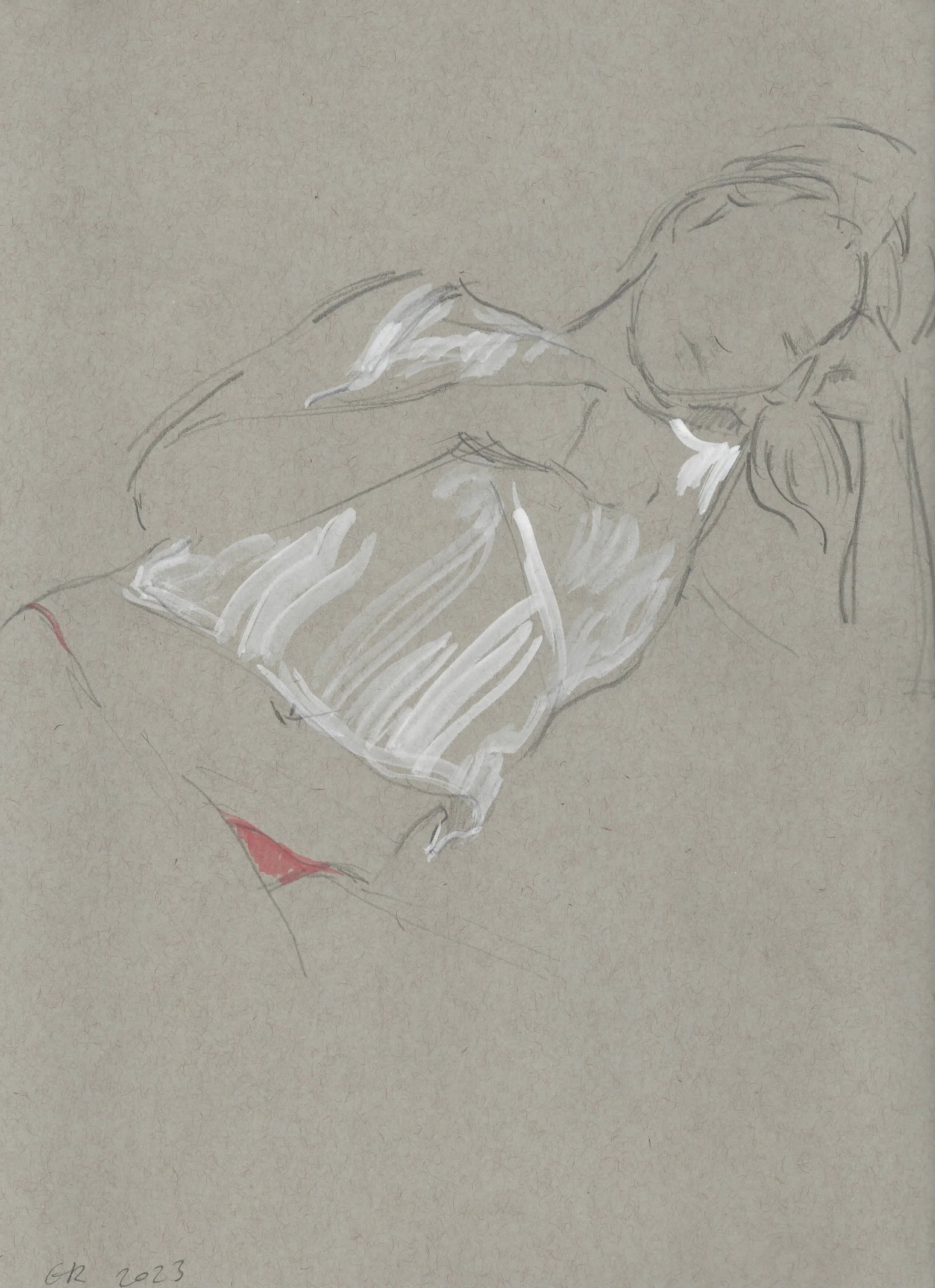 Gideon Rubin, Untitled, 2023, graphite and gouache on paper, 30.5 x 22.5 cm, 12 x 8 7/8 inches