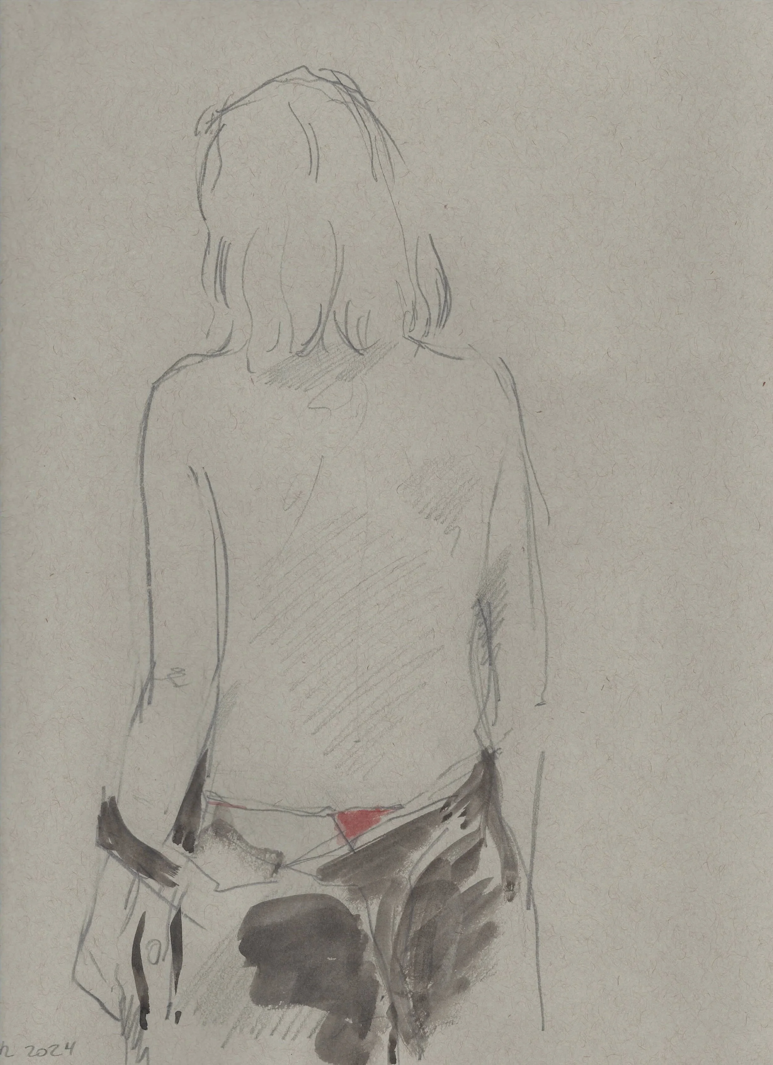 Gideon Rubin, Untitled, 2024, graphite and gouache on paper, 30.5 x 22.5 cm, 12 x 8 7/8 inches