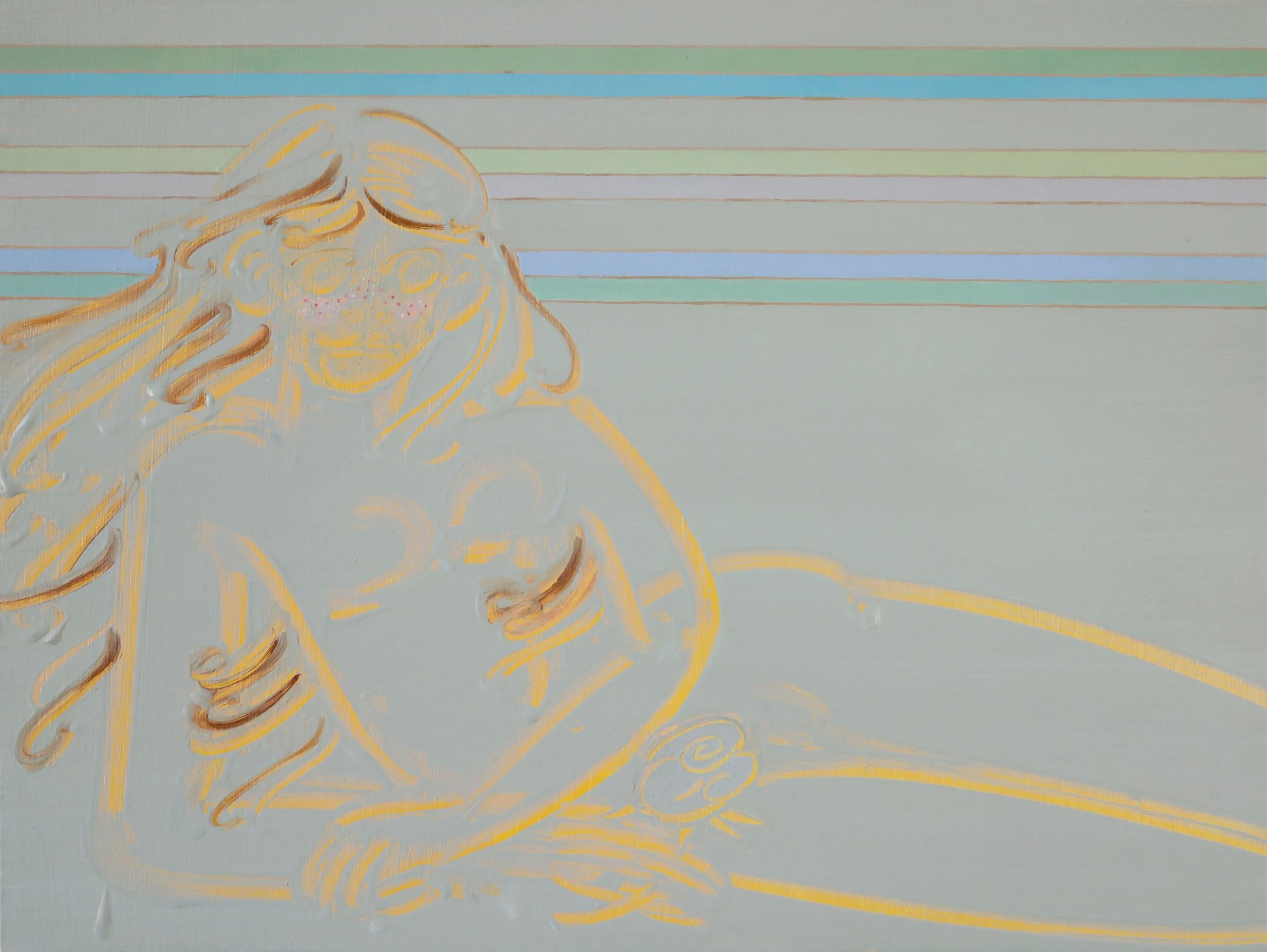 Gal Schindler, Green, 2026, oil on wood, 30 x 40 cm, 11 3/4 x 15 3/4 inches