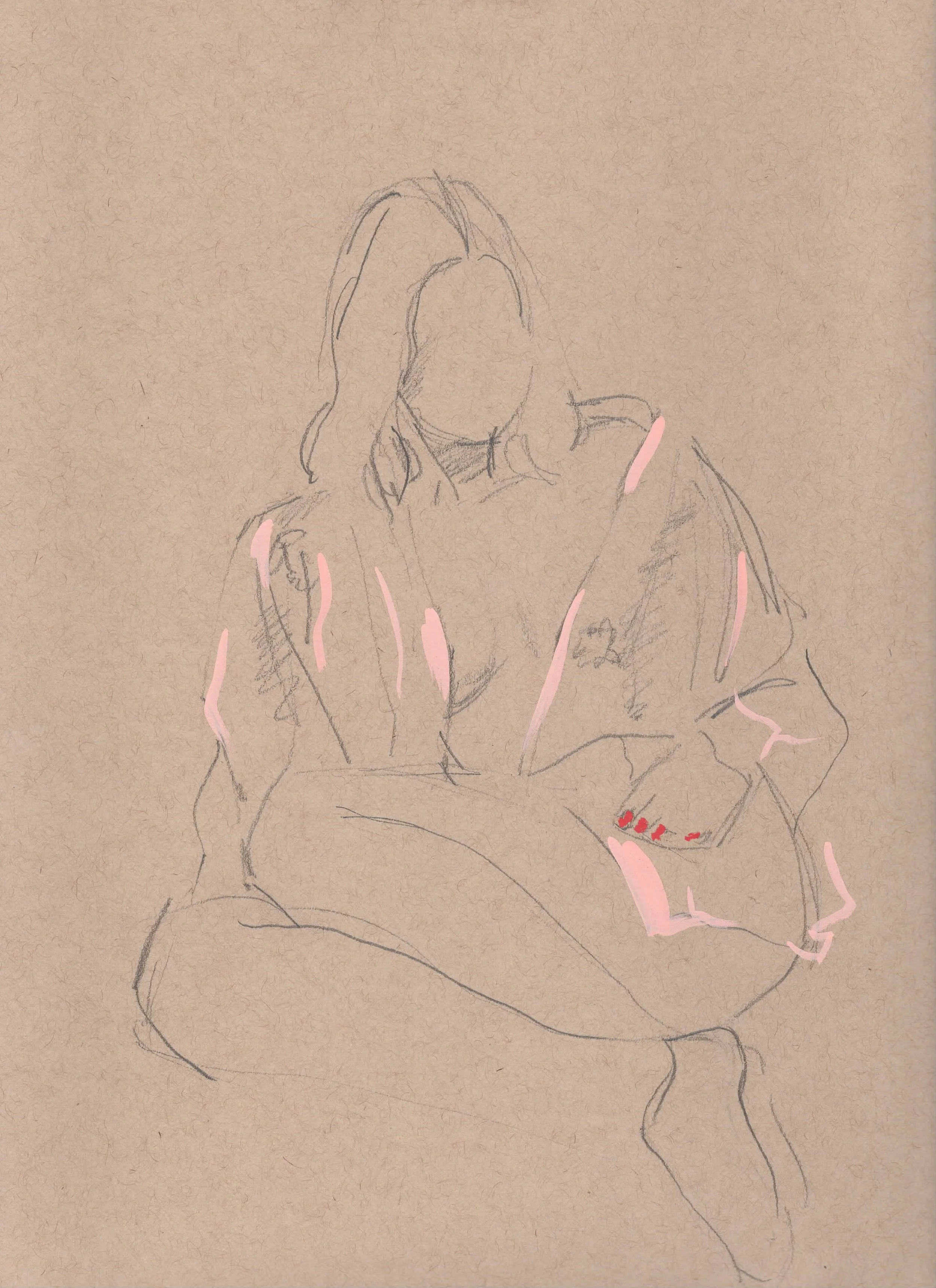 Gideon Rubin, Untitled, 2025, graphite and gouache on paper, 30.5 x 23 cm, 12 x 9 inches