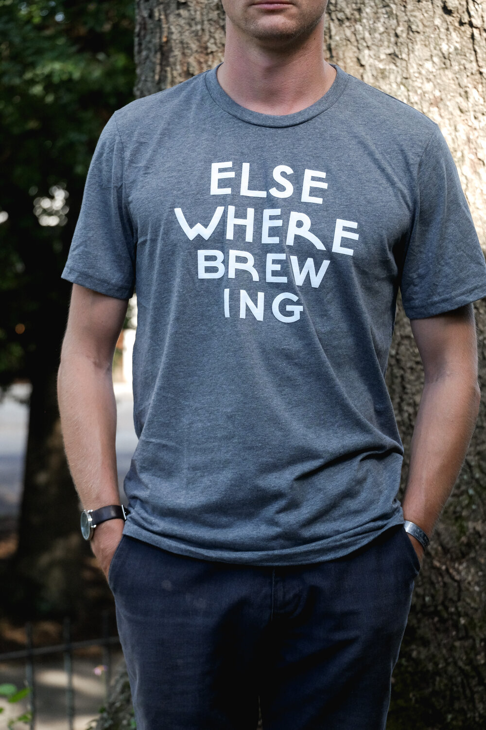 "Elsewhere Brewing" Letters Shirt - Grey