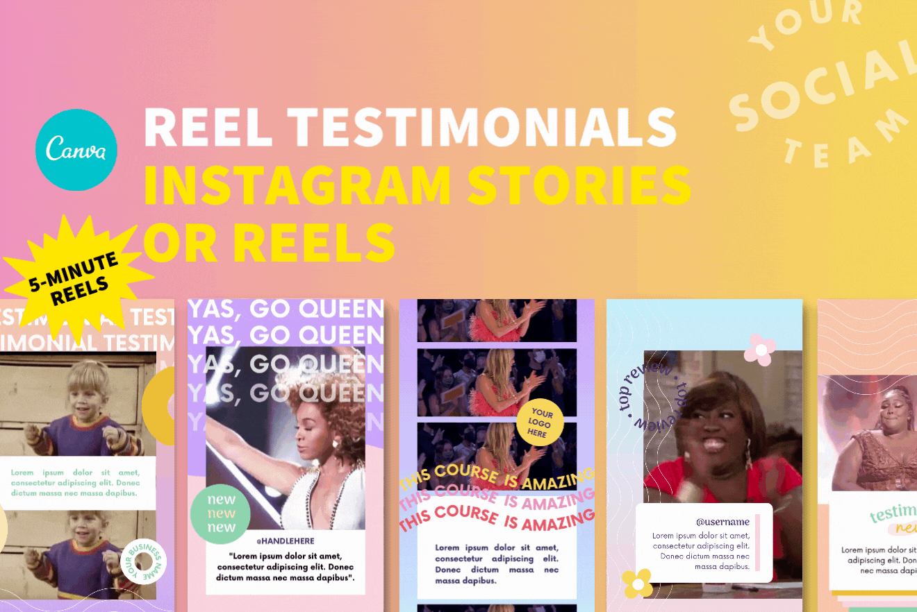 Reel Testimonials Canva Template - Pinned Instagram Posts Canva Template - A Guide on How to Structure Your Pinned Posts on Instagram - Your Template Club.gif