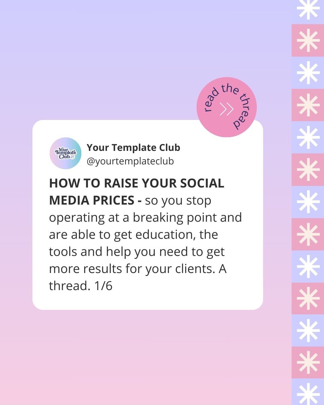 This is just a reminder to social media managers that you need to raise your prices. And here is exactly how you do it!⁠
⁠
⁠
💬 Comment &quot;DACLUB&quot; to join and use this template!⁠
🌟 Template Pack: Twitter Thread Carousels⁠
🗒️ Design Page: 2-