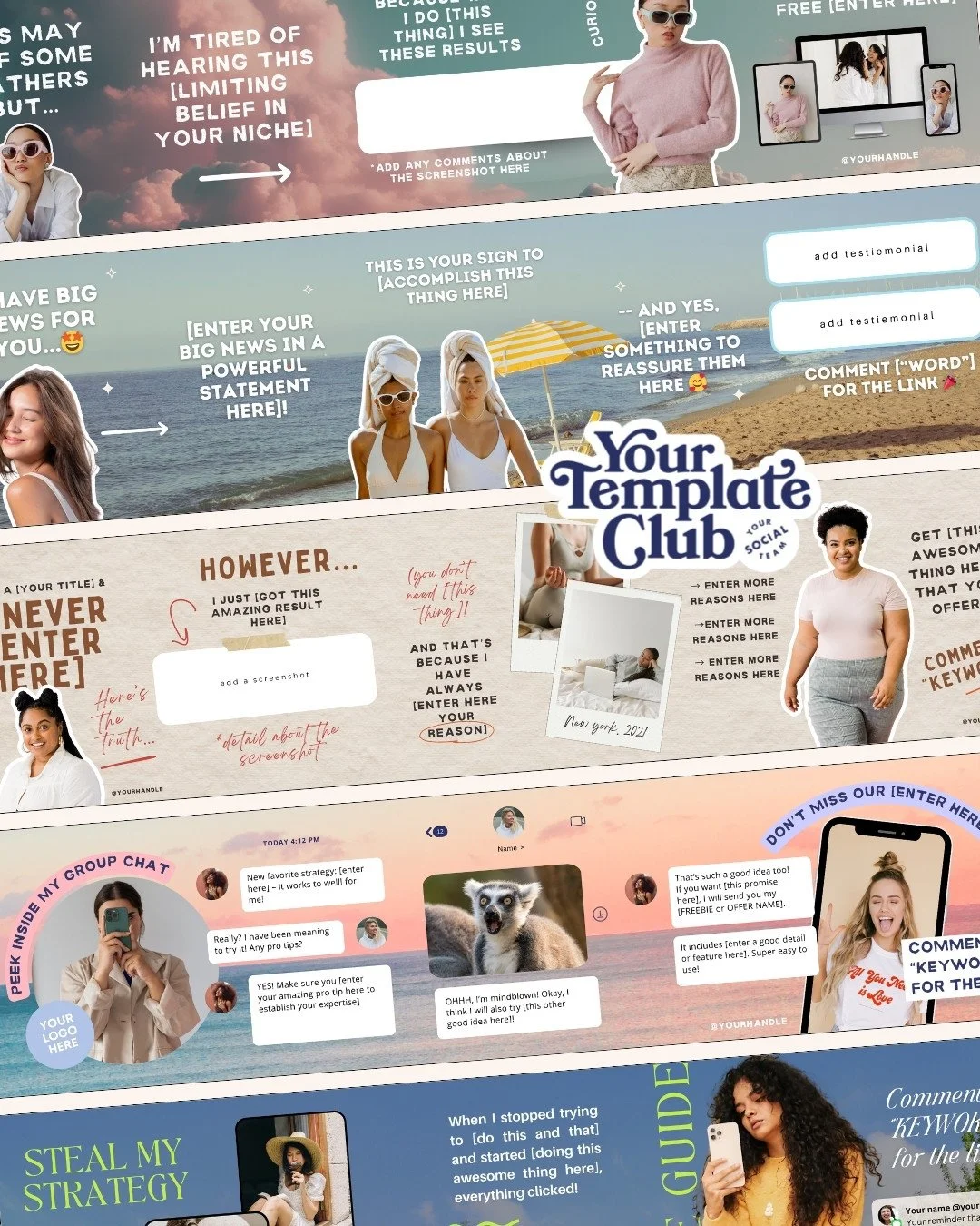 COMMENT &ldquo;CLURB&rdquo; 👉 and get access to these Canva templates plus 3,000+ other designs!⁠
⁠
Once you join @yourtemplateclub you can find these in the Instagram Carousels section, and these are the Seamless Carousels pack!⁠
⁠
#canva #canvatip