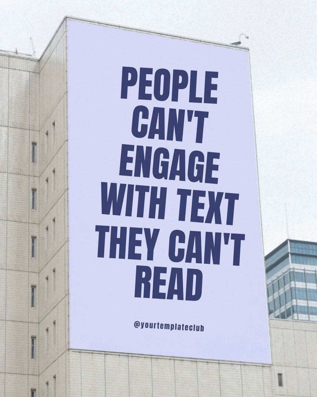 If your followers have to squint to read your post&hellip; they&rsquo;re already scrolling past 👀⁠
⁠
All of our Canva templates inside Your Template Club are designed with that in mind... bold, easy-to-read, and scroll-stopping... just like this one